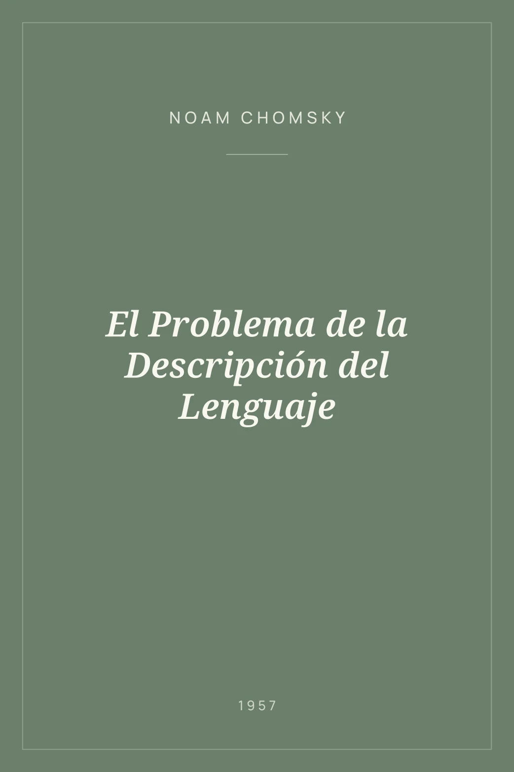 Portada de El Problema de la Descripción del Lenguaje