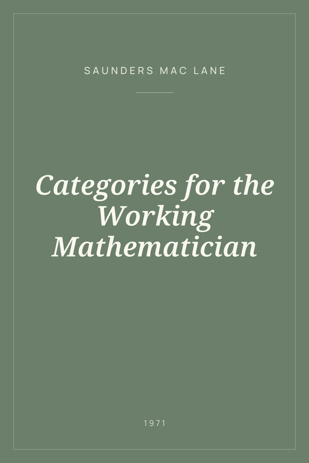 Portada de Categories for the Working Mathematician