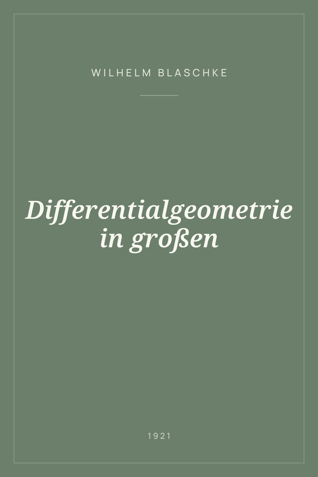 Portada de Differentialgeometrie in großen