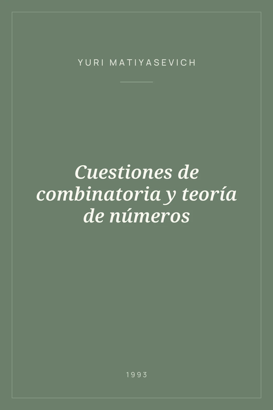 Portada de Cuestiones de combinatoria y teoría de números