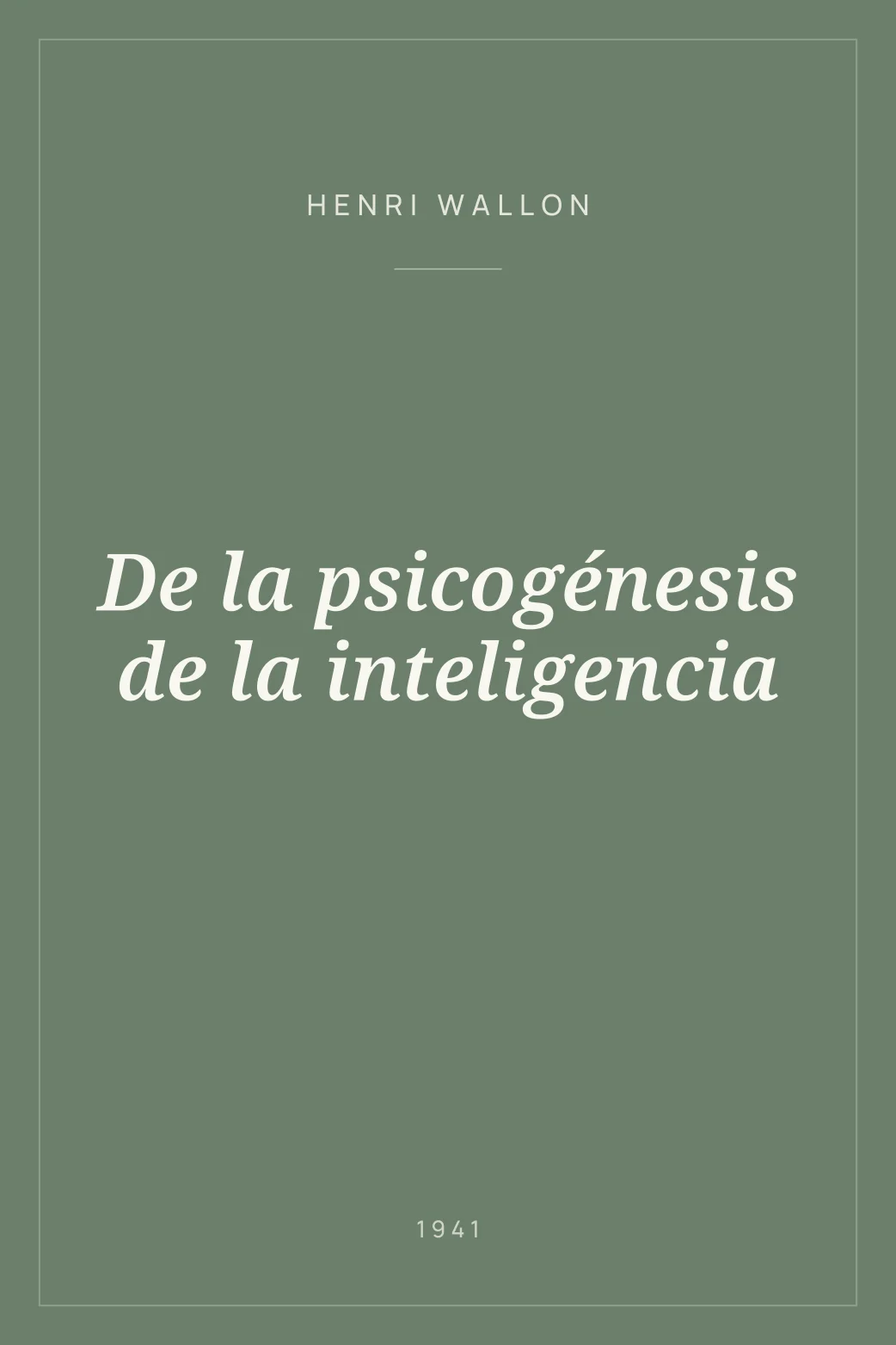Portada de De la psicogénesis de la inteligencia