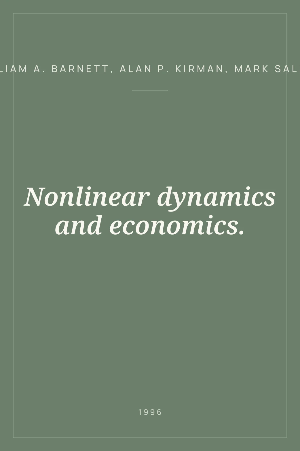 Portada de Nonlinear dynamics and economics.