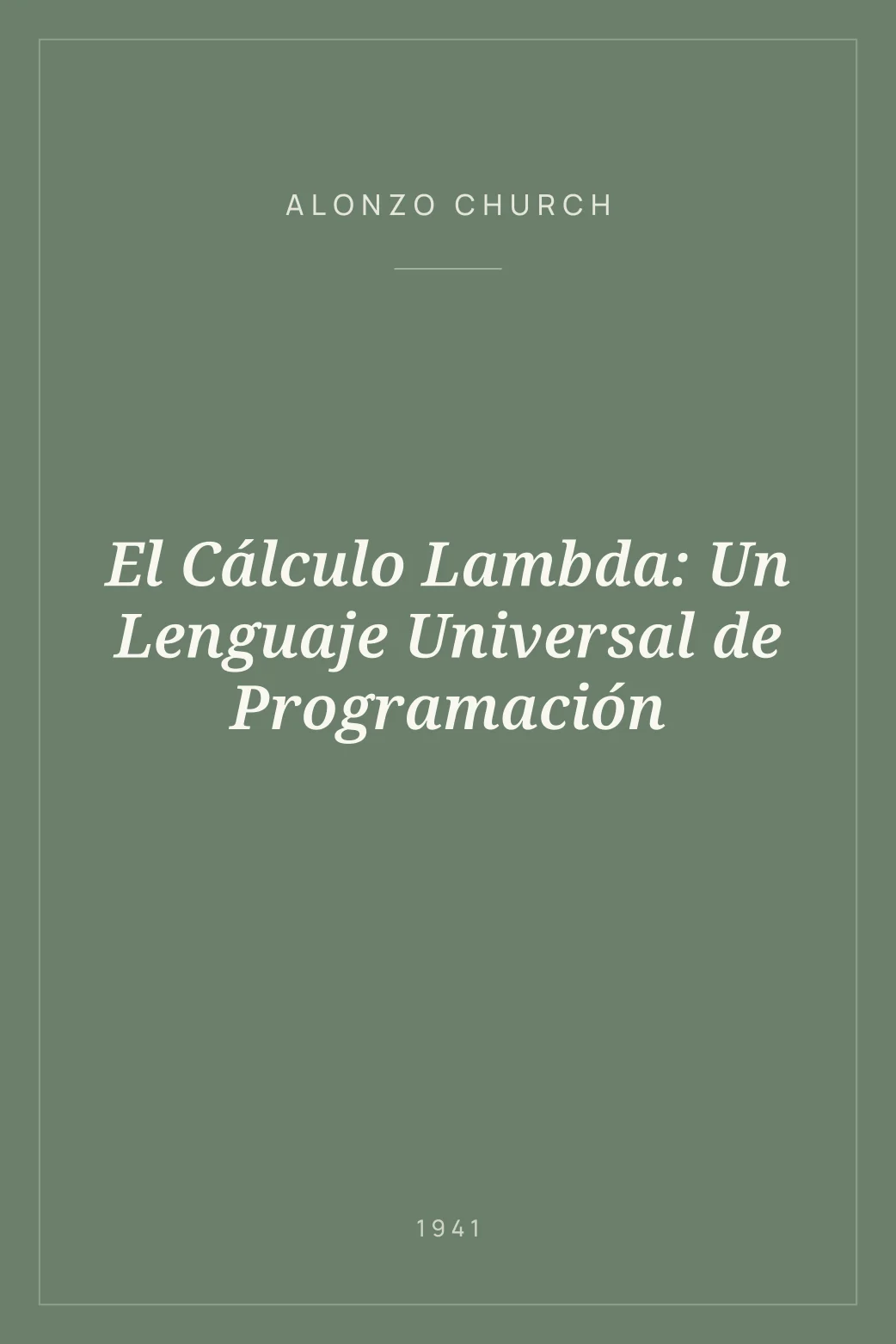 Portada de El Cálculo Lambda: Un Lenguaje Universal de Programación