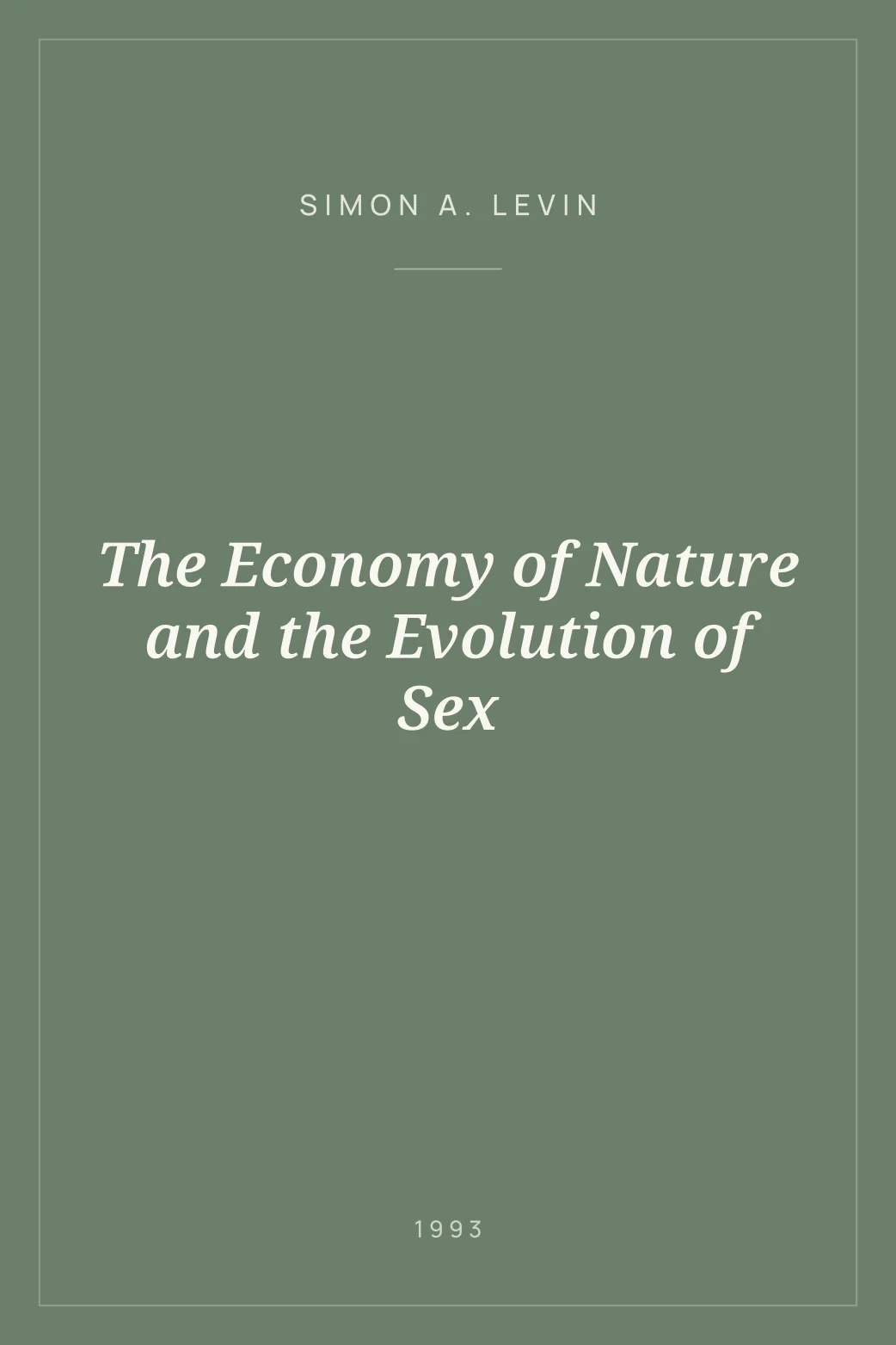 Portada de The Economy of Nature and the Evolution of Sex
