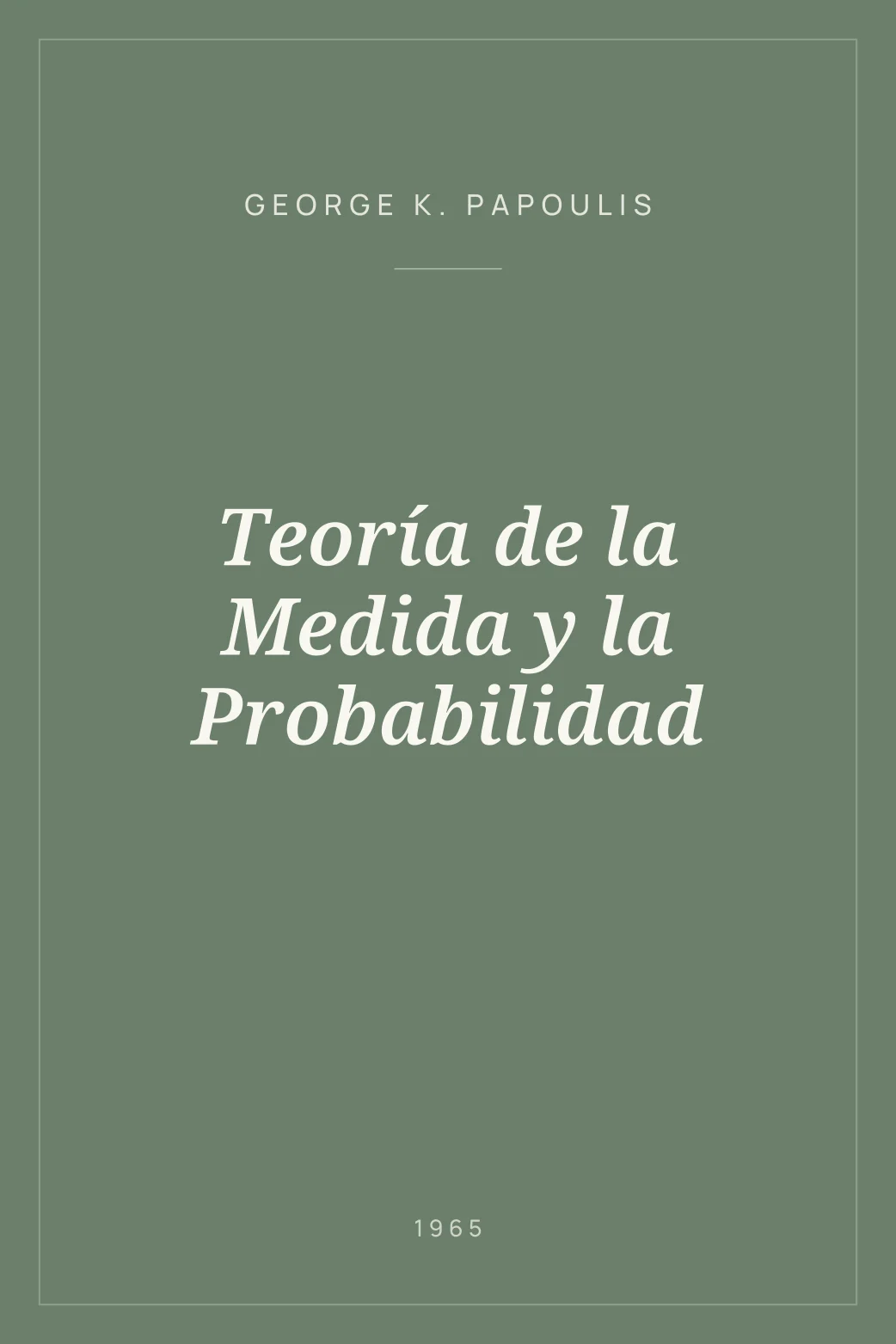 Portada de Teoría de la Medida y la Probabilidad
