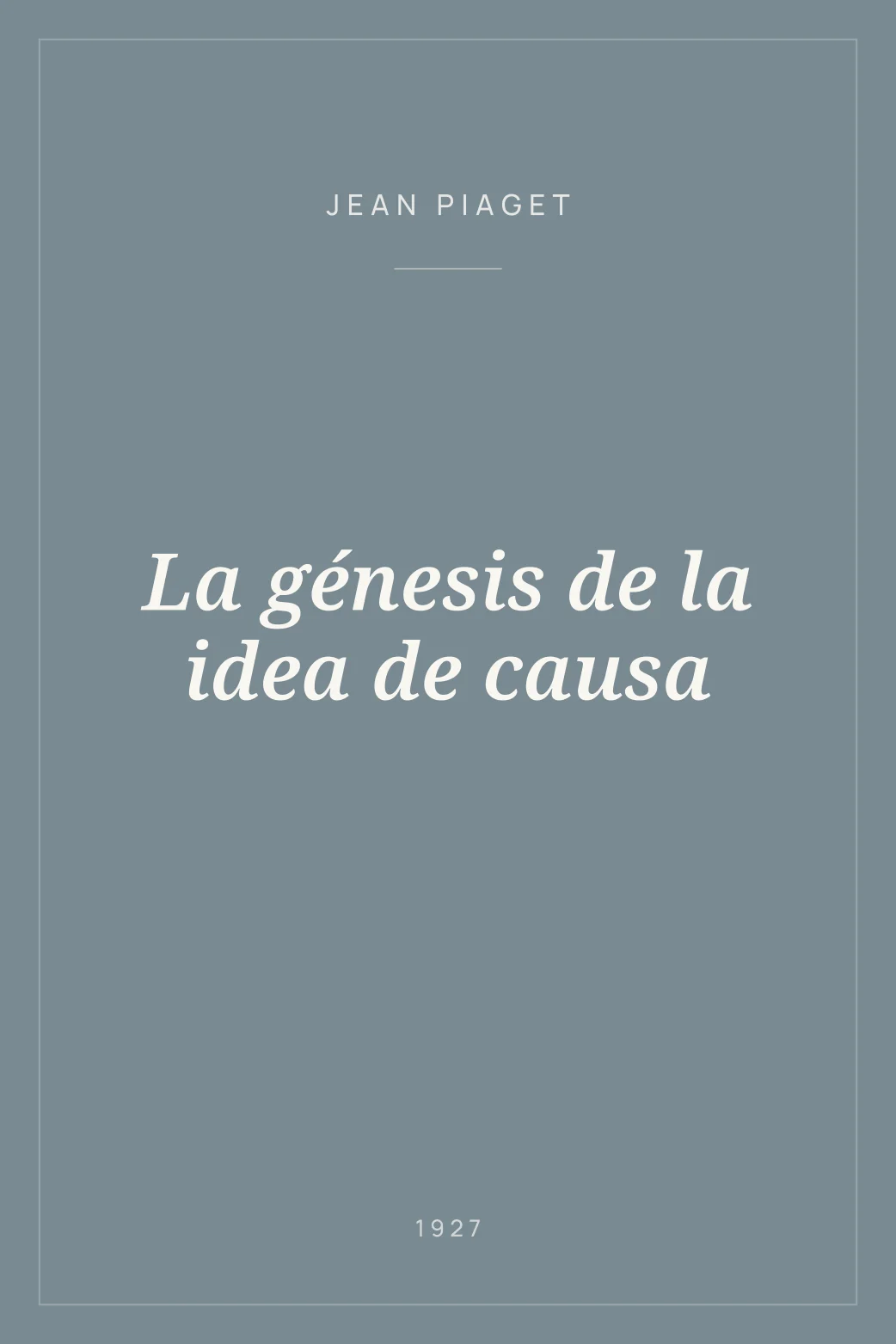 Portada de La génesis de la idea de causa