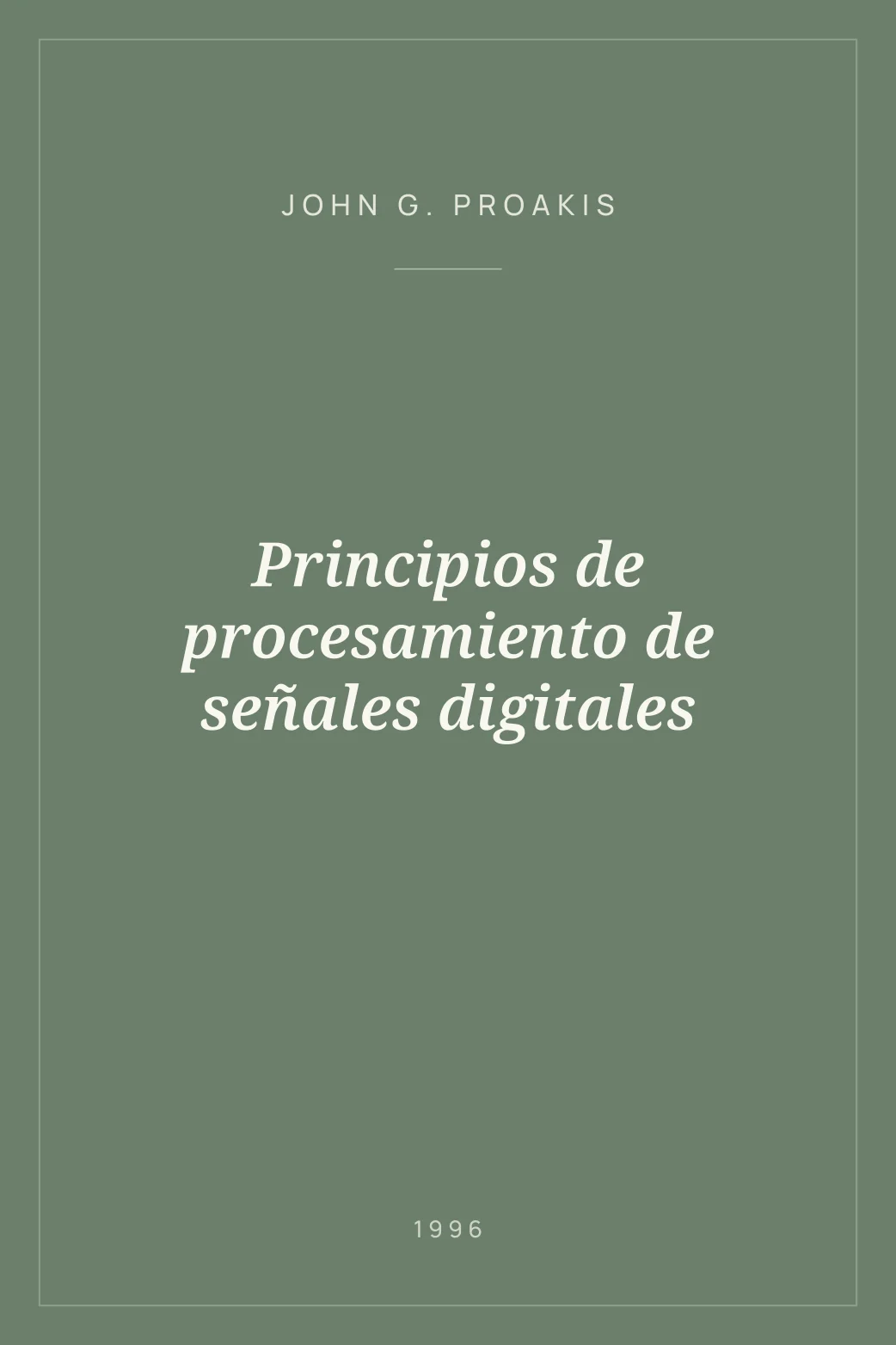 Portada de Principios de procesamiento de señales digitales