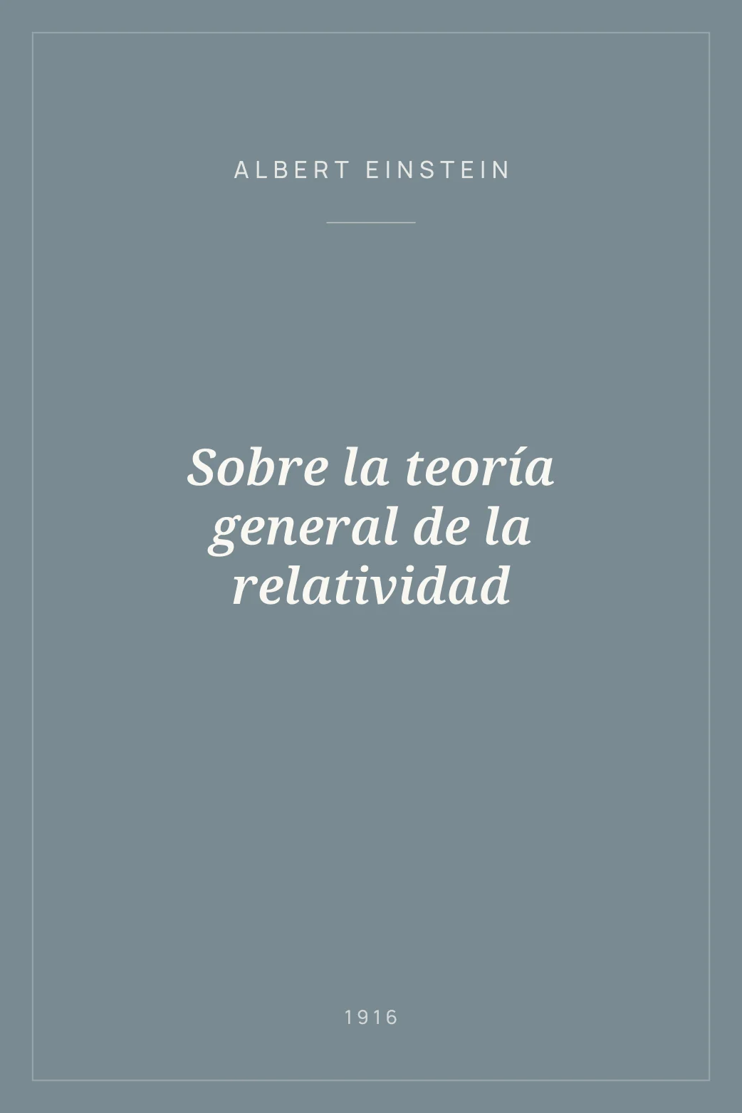 Portada de Sobre la teoría general de la relatividad