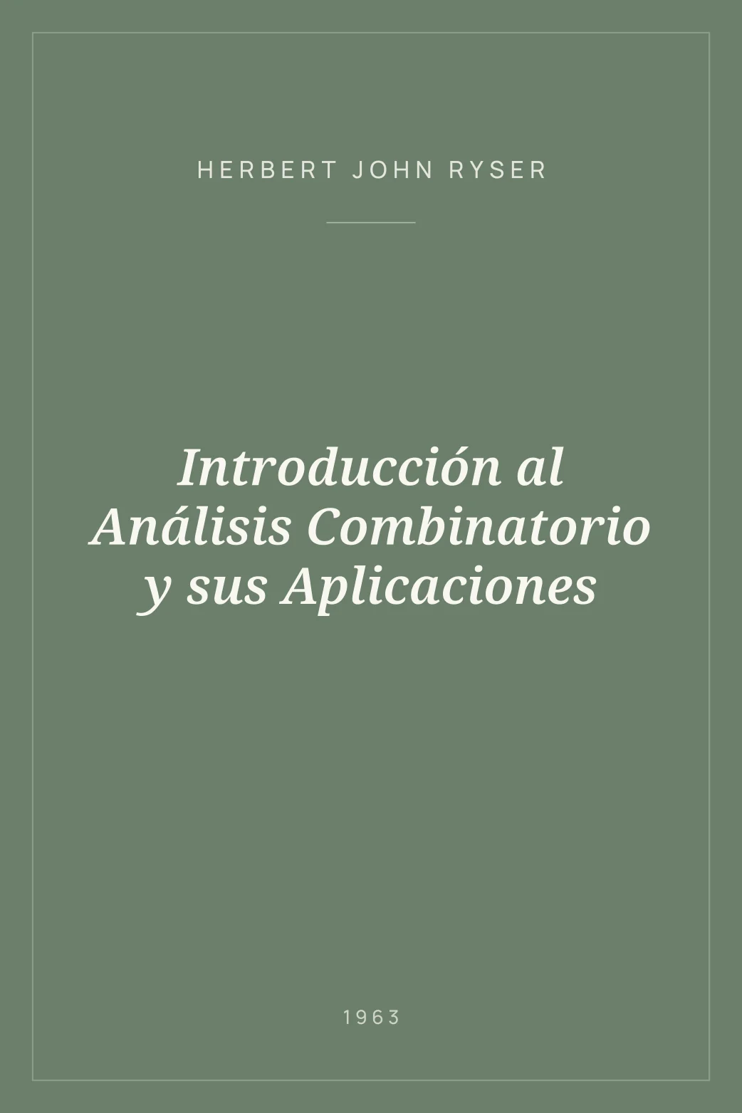 Portada de Introducción al Análisis Combinatorio y sus Aplicaciones