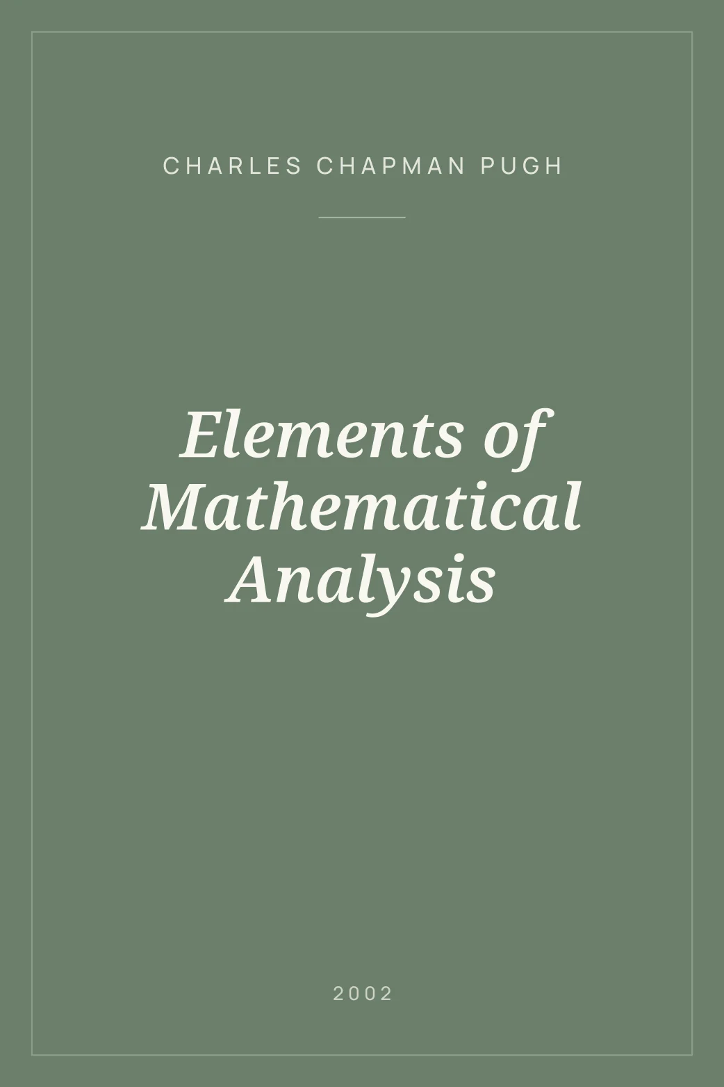 Portada de Elements of Mathematical Analysis