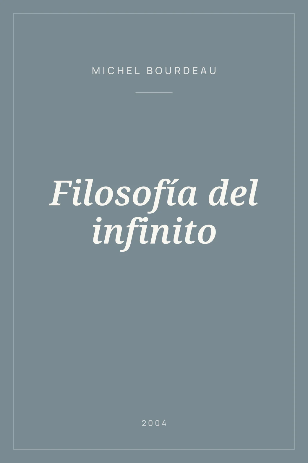 Portada de Filosofía del infinito