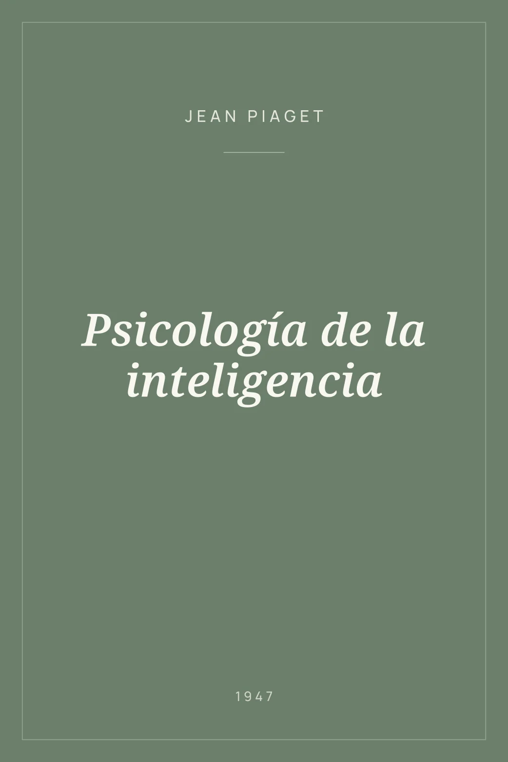 Portada de Psicología de la inteligencia