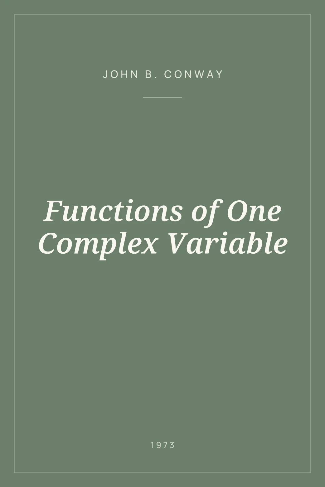 Portada de Functions of One Complex Variable