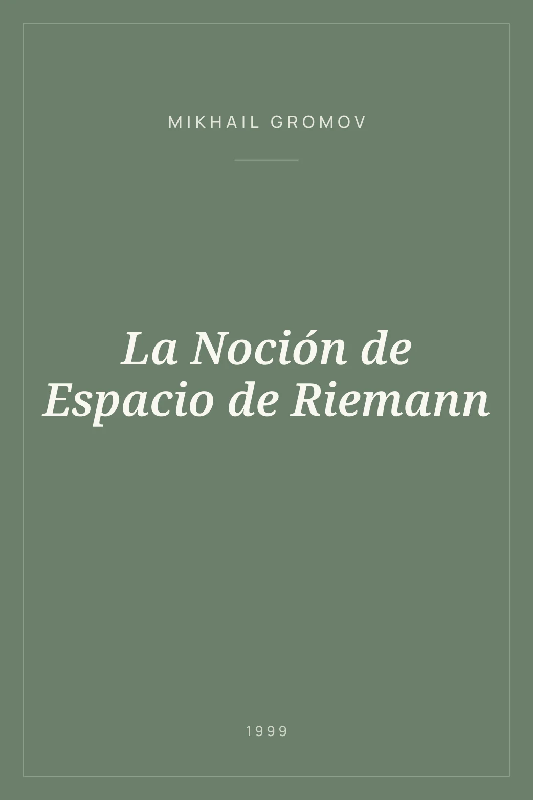 Portada de La Noción de Espacio de Riemann