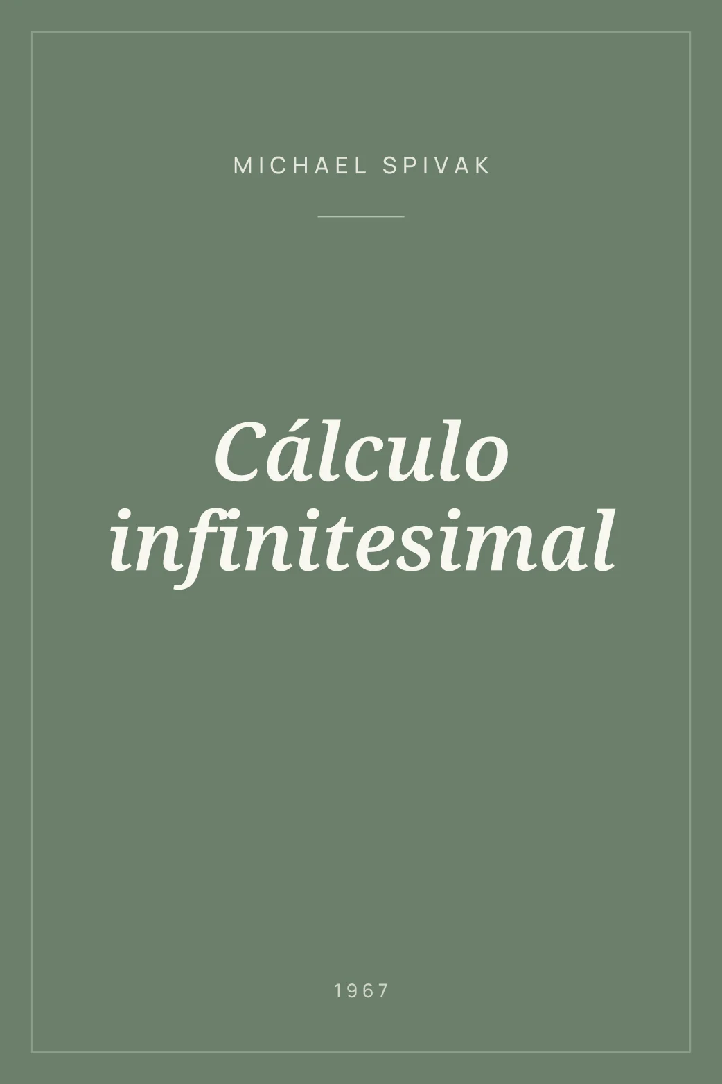 Portada de Cálculo infinitesimal