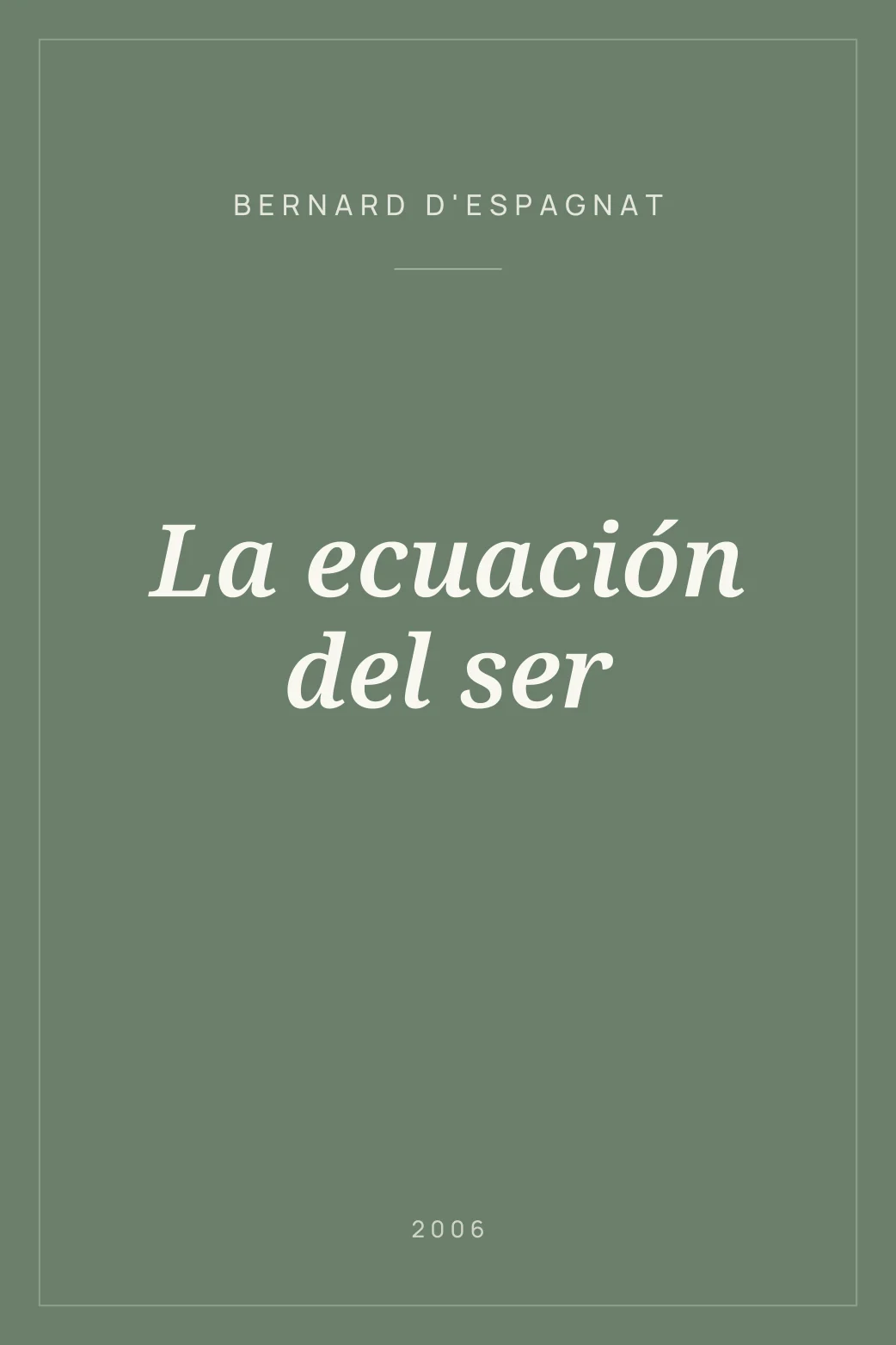 Portada de La ecuación del ser