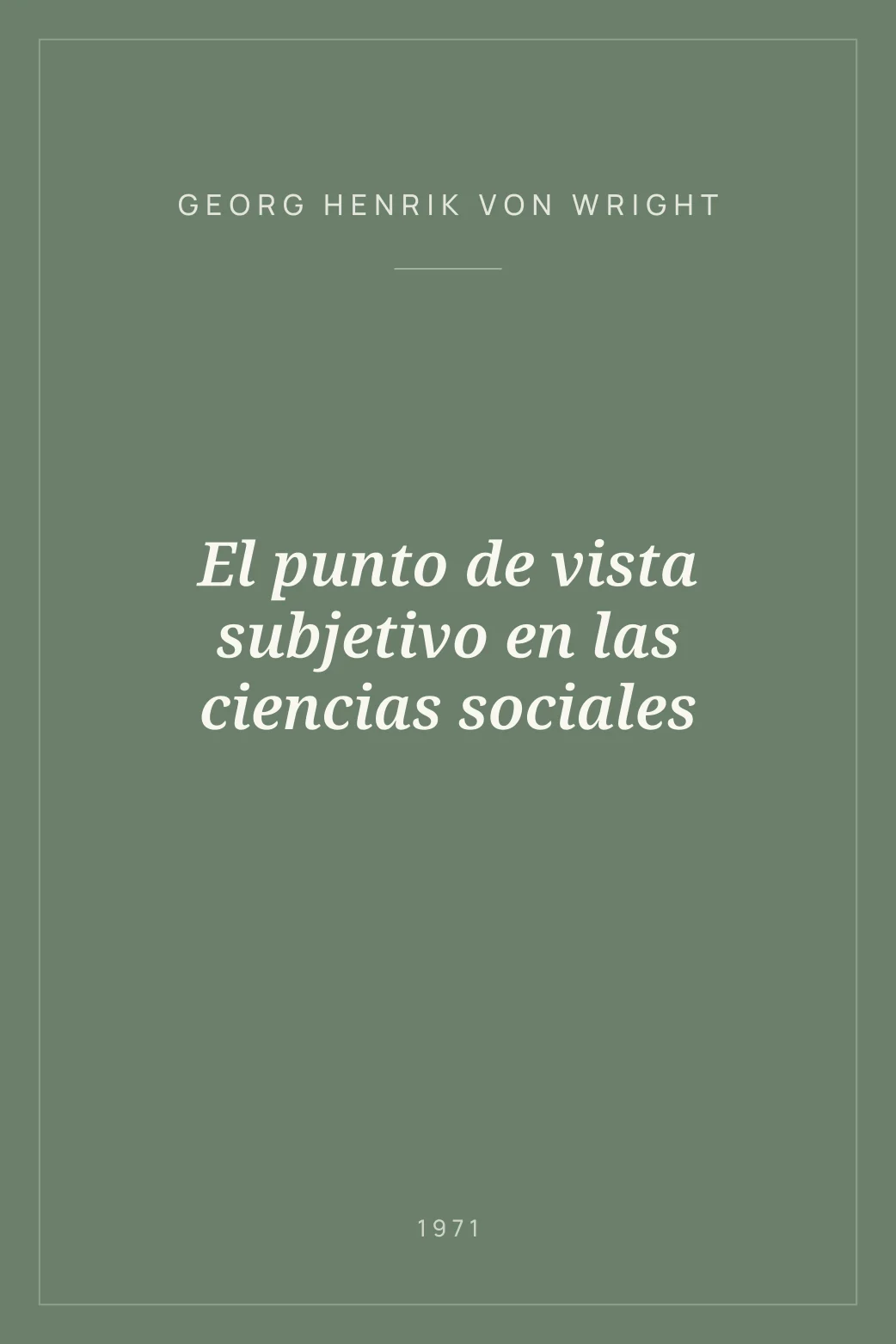 Portada de El punto de vista subjetivo en las ciencias sociales
