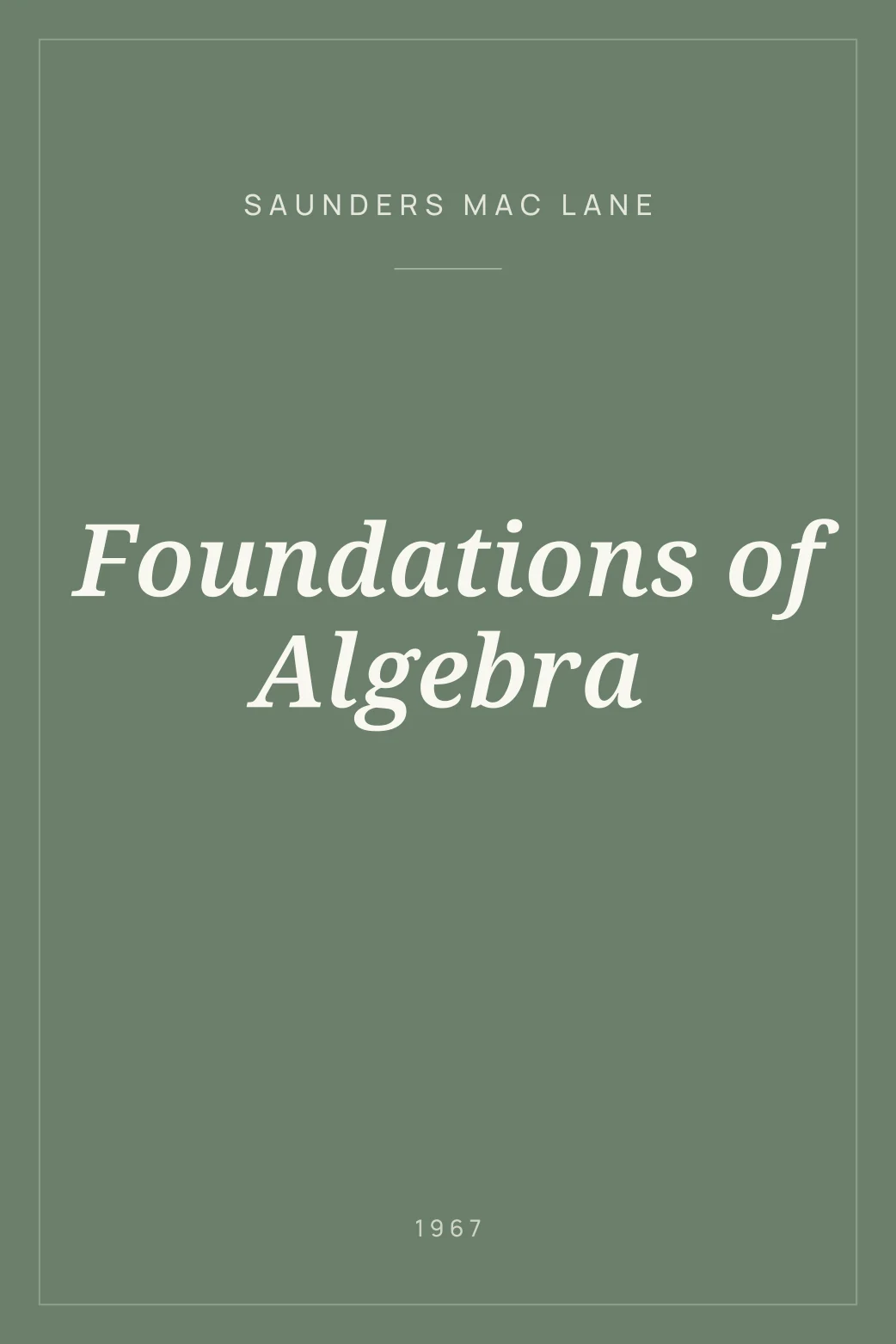 Portada de Foundations of Algebra