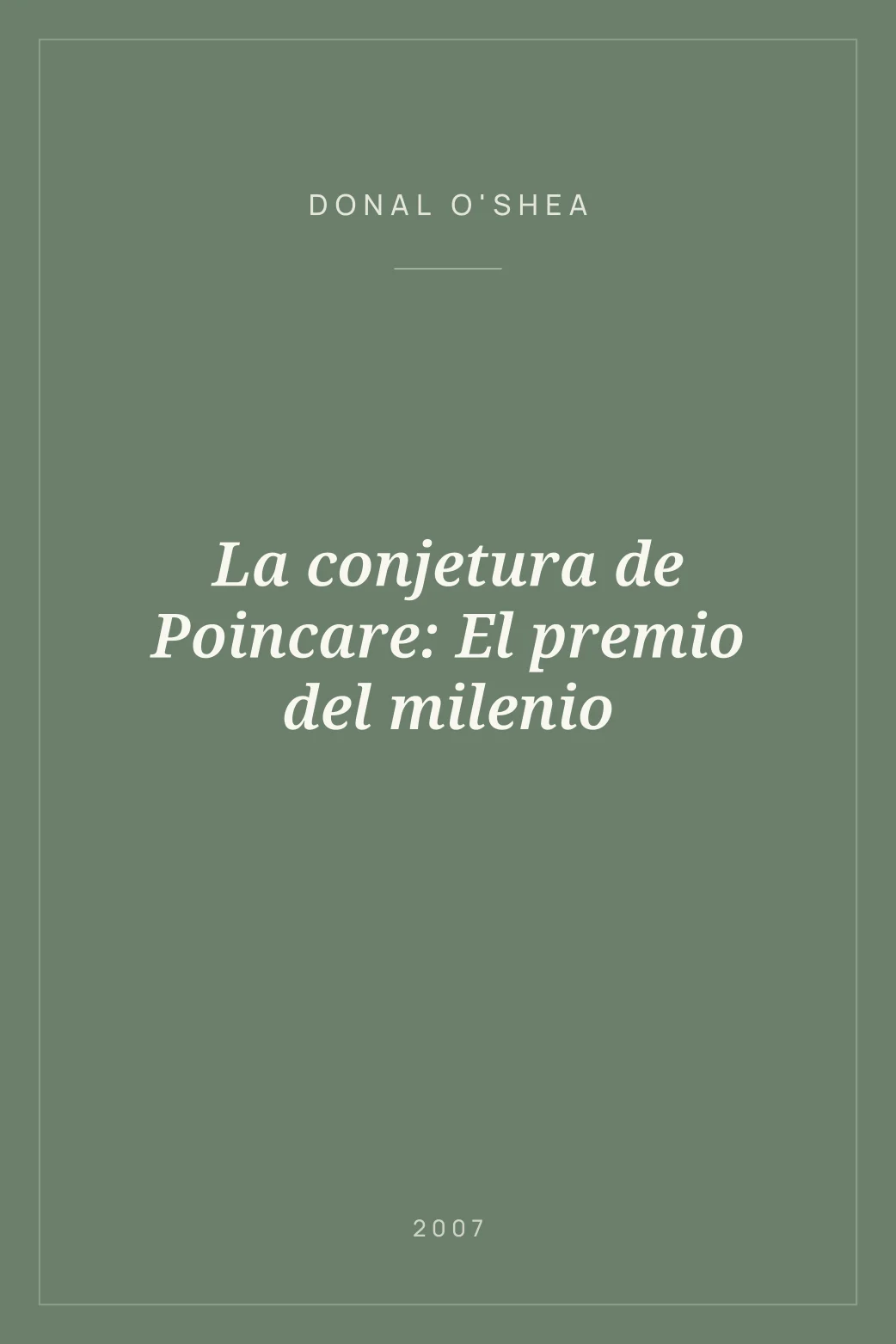 Portada de La conjetura de Poincare: El premio del milenio