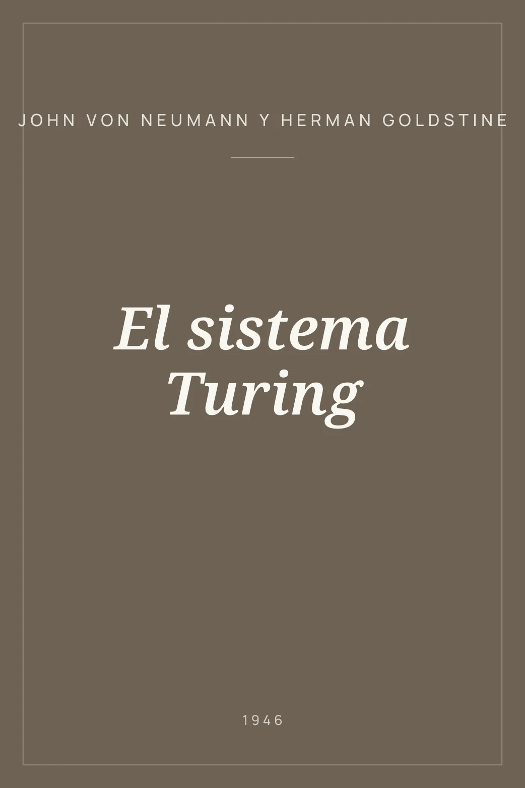 Portada de El sistema Turing
