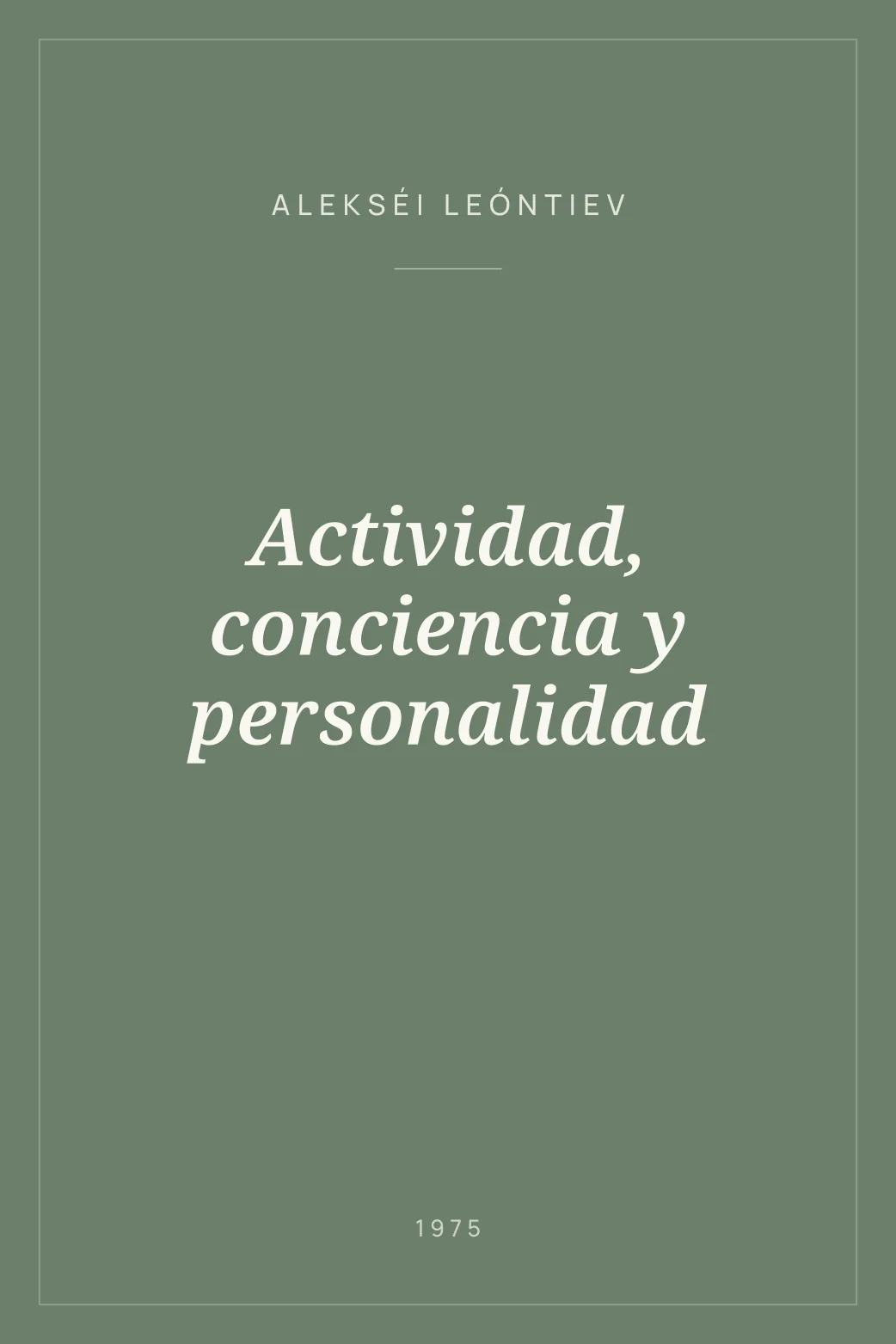 Portada de Actividad, conciencia y personalidad