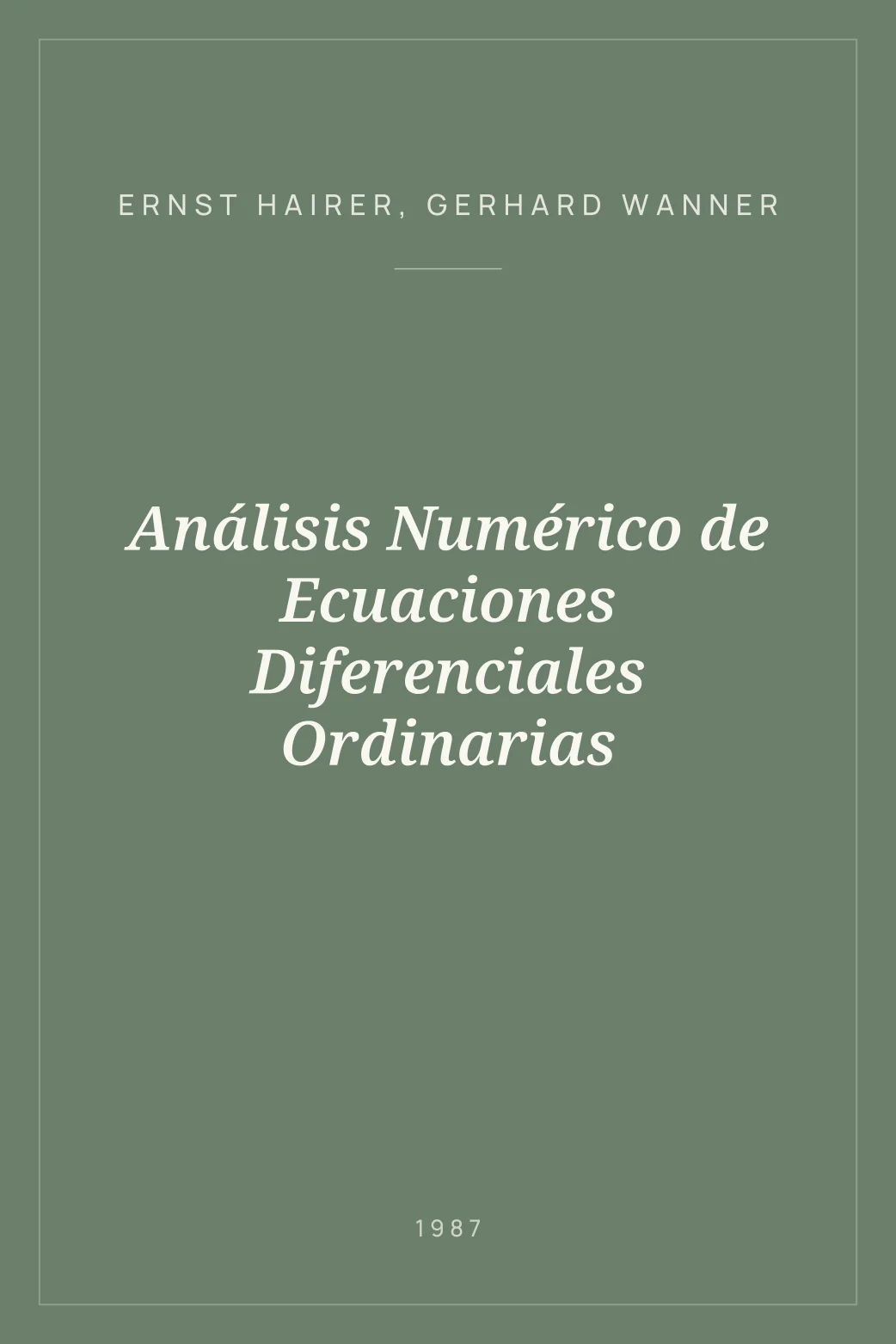 Portada de Análisis Numérico de Ecuaciones Diferenciales Ordinarias