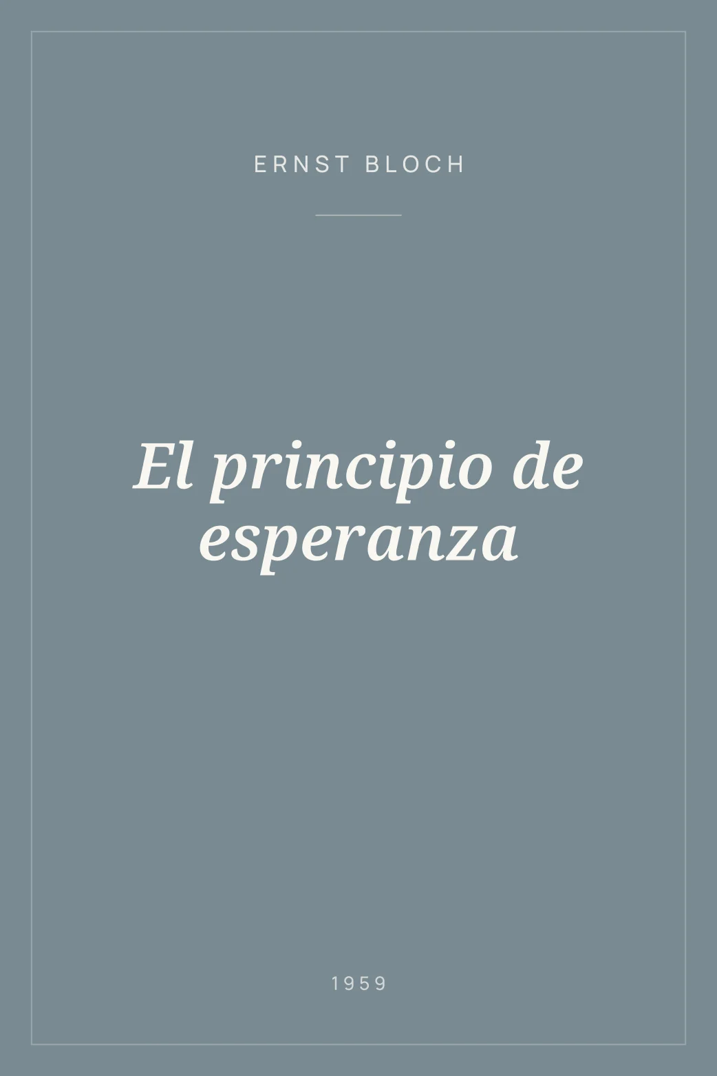 Portada de El principio de esperanza