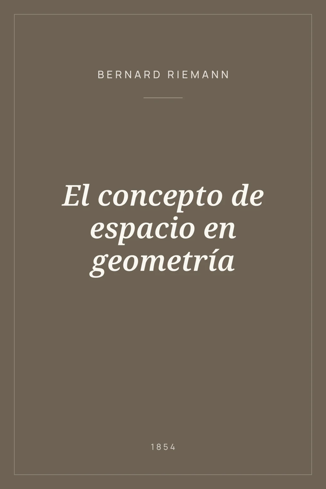Portada de El concepto de espacio en geometría