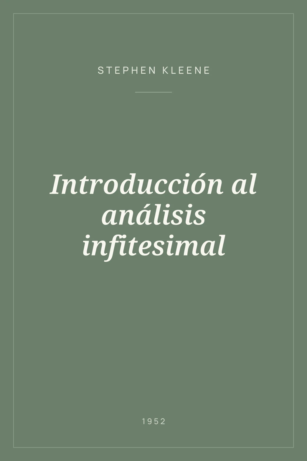 Portada de Introducción al análisis infitesimal