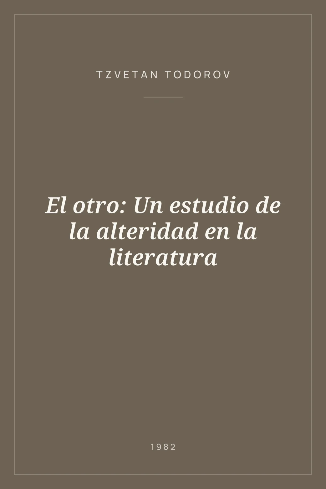 Portada de El otro: Un estudio de la alteridad en la literatura