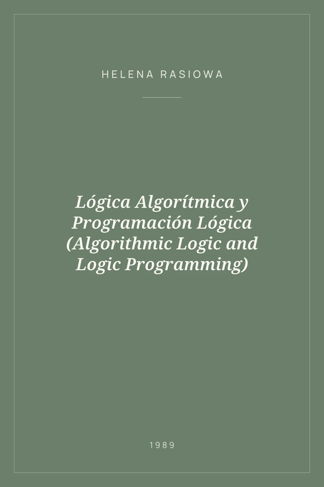 Portada de Lógica Algorítmica y Programación Lógica (Algorithmic Logic and Logic Programming)