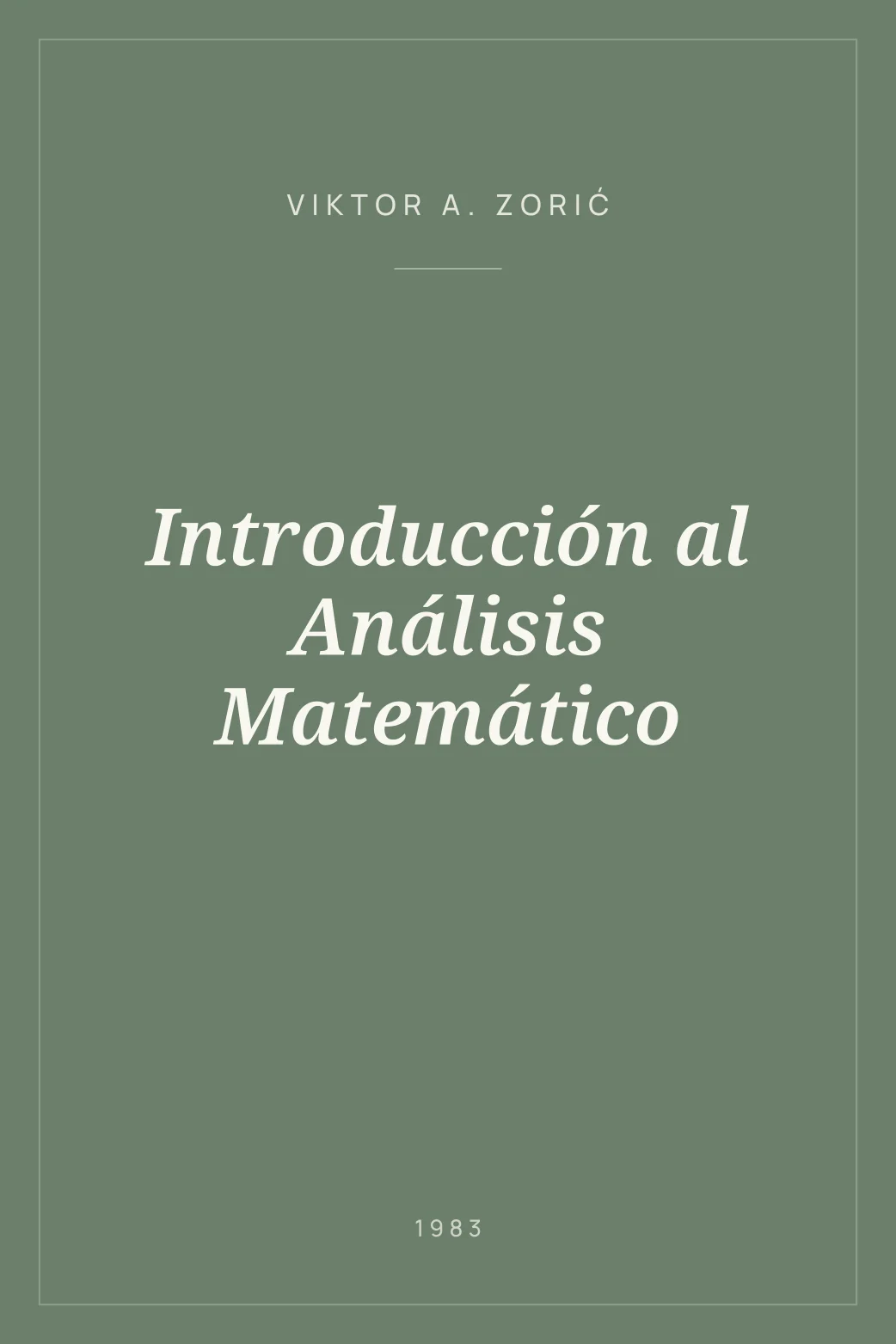 Portada de Introducción al Análisis Matemático