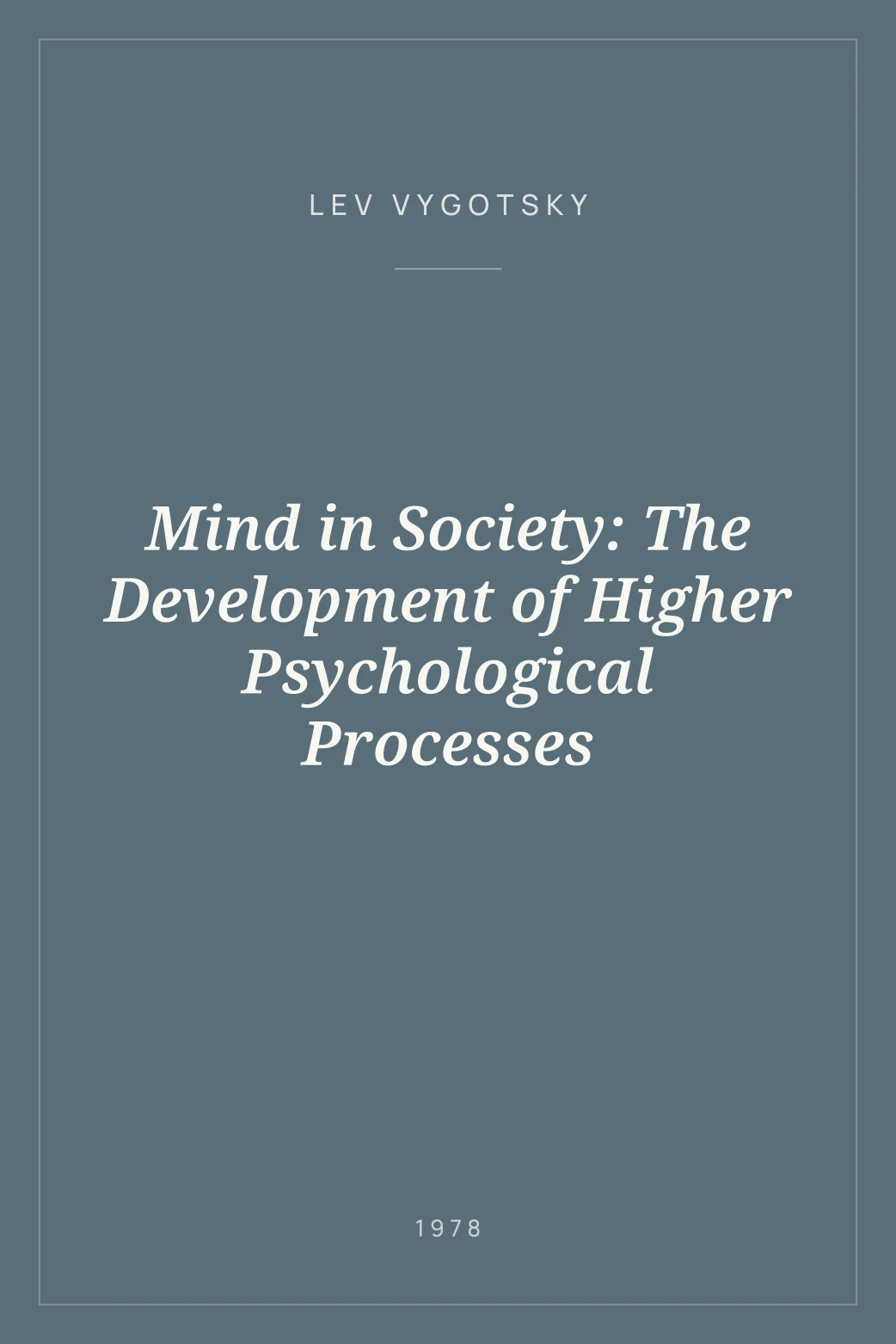 Portada de Mind in Society: The Development of Higher Psychological Processes