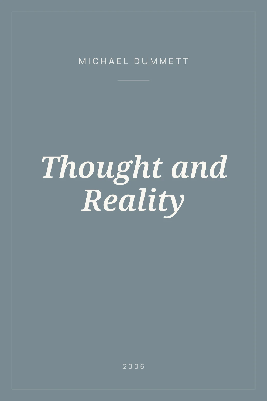 Portada de Thought and Reality