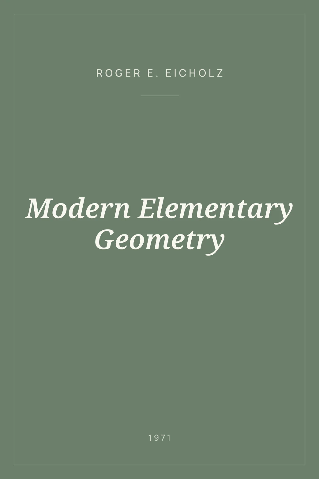 Portada de Modern Elementary Geometry