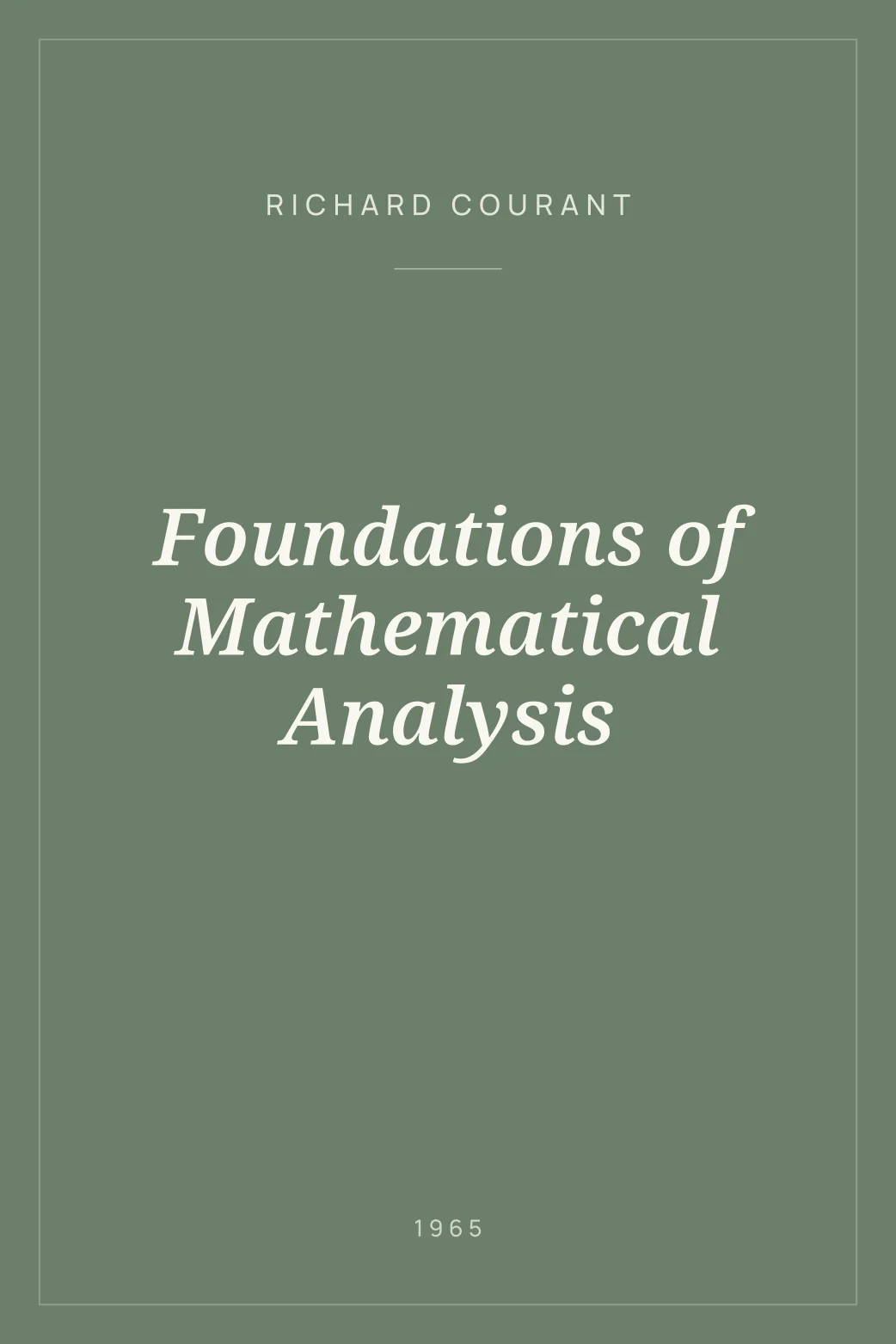 Portada de Foundations of Mathematical Analysis