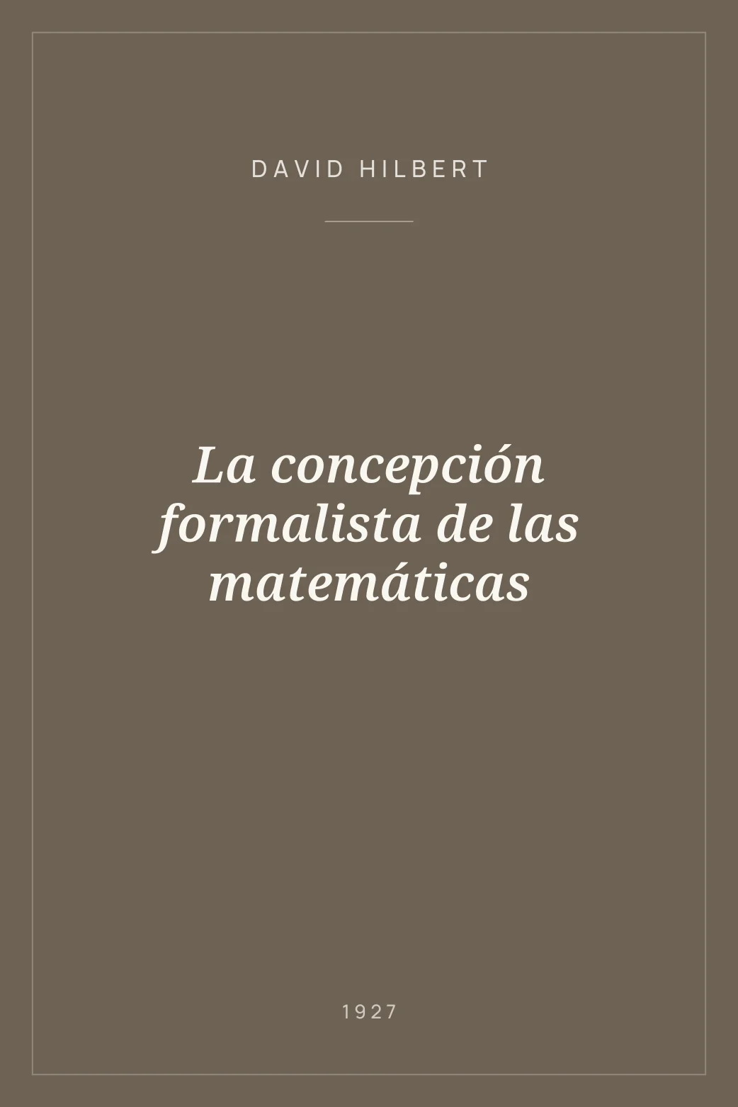 Portada de La concepción formalista de las matemáticas