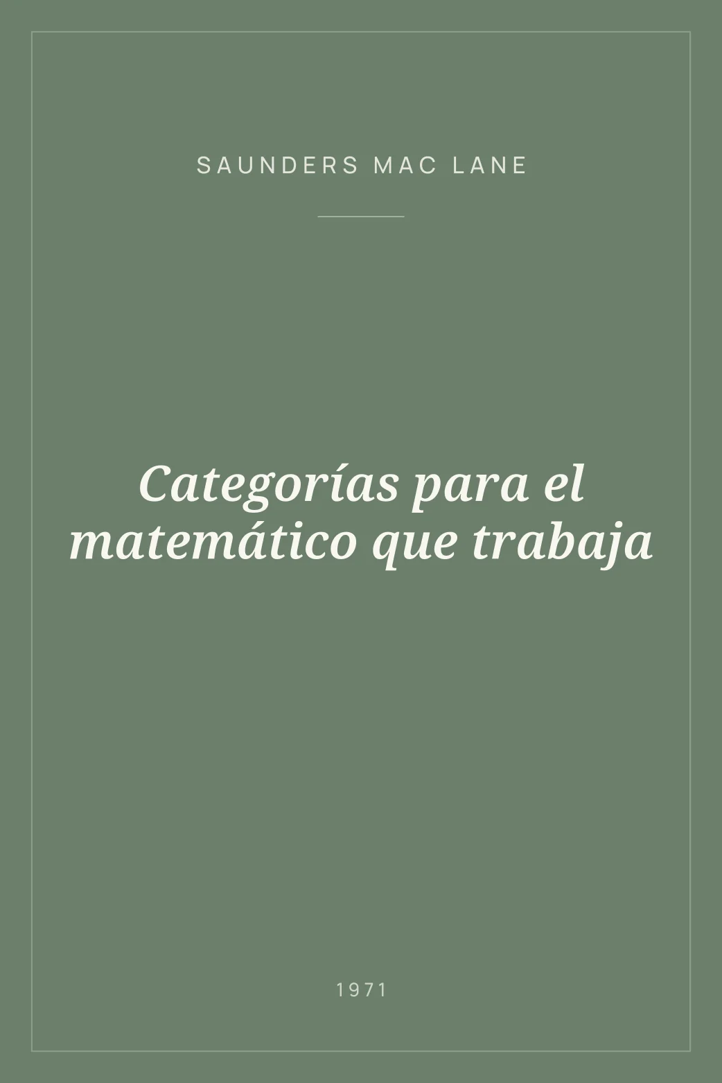 Portada de Categorías para el matemático que trabaja