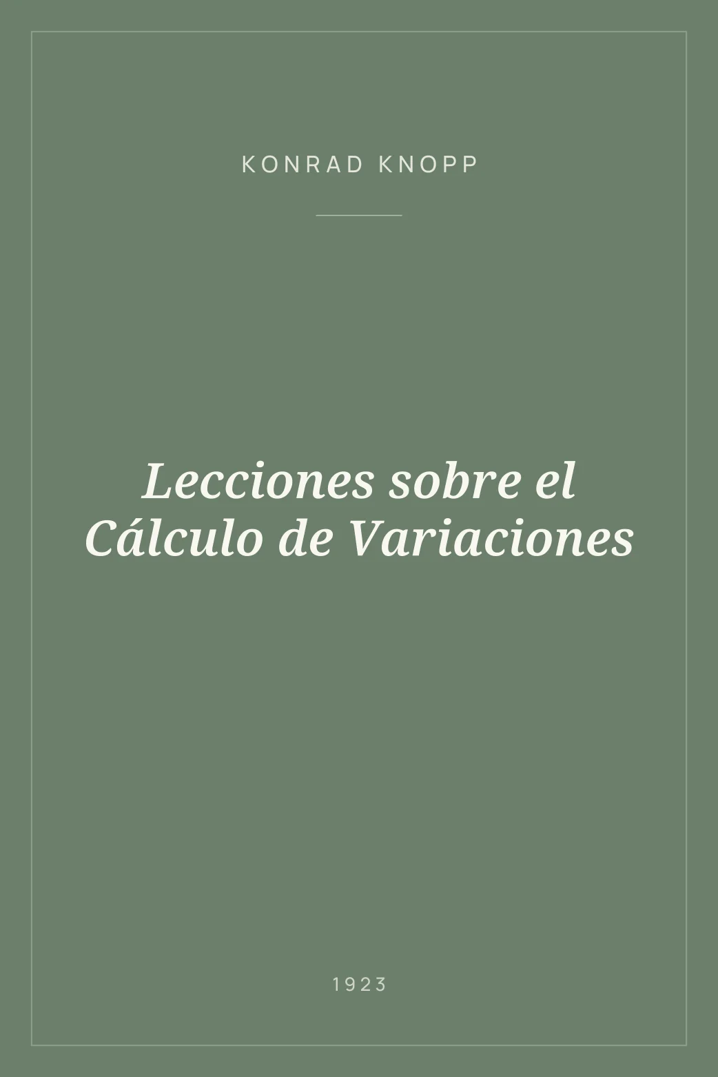 Portada de Lecciones sobre el Cálculo de Variaciones