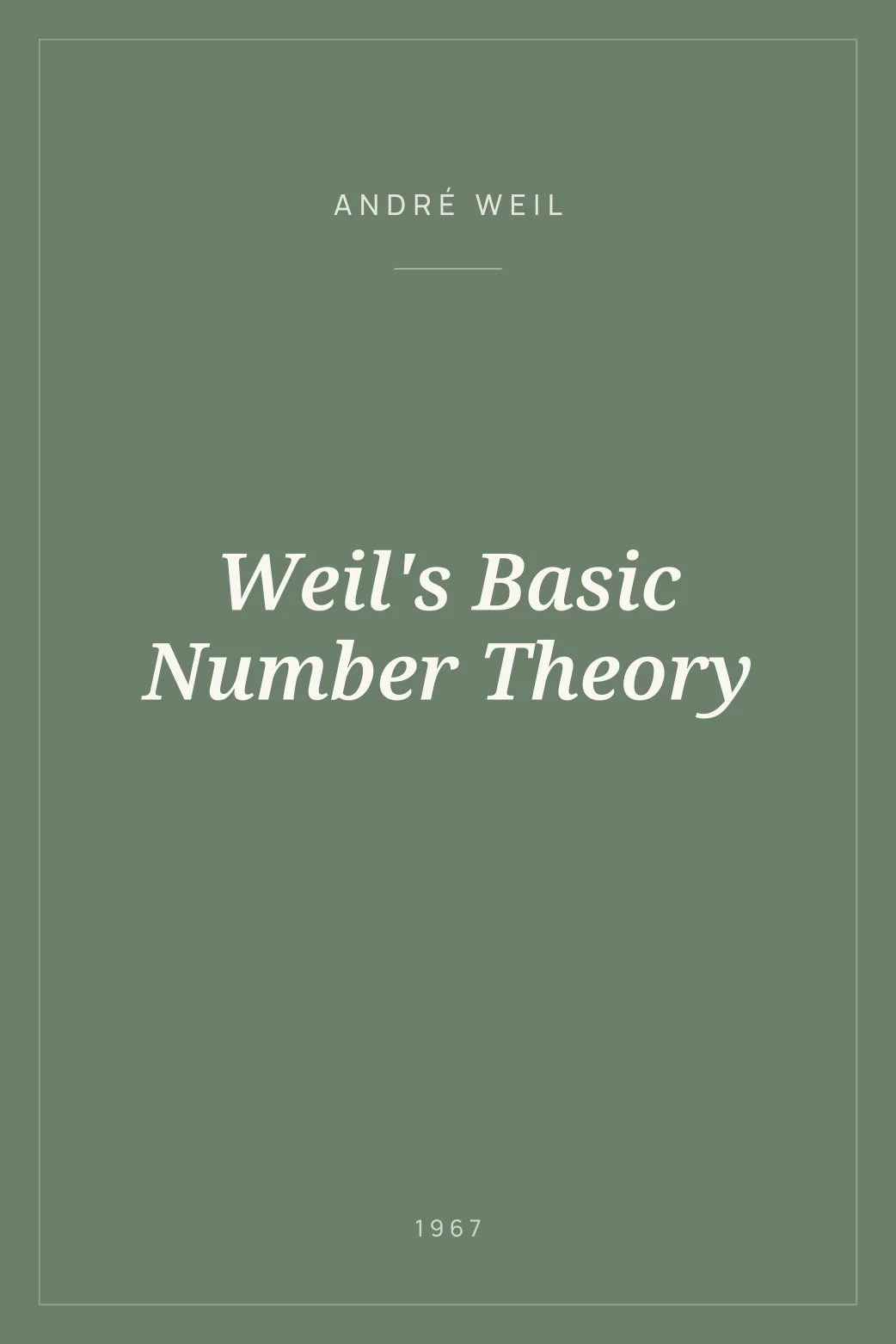 Portada de Weil's Basic Number Theory