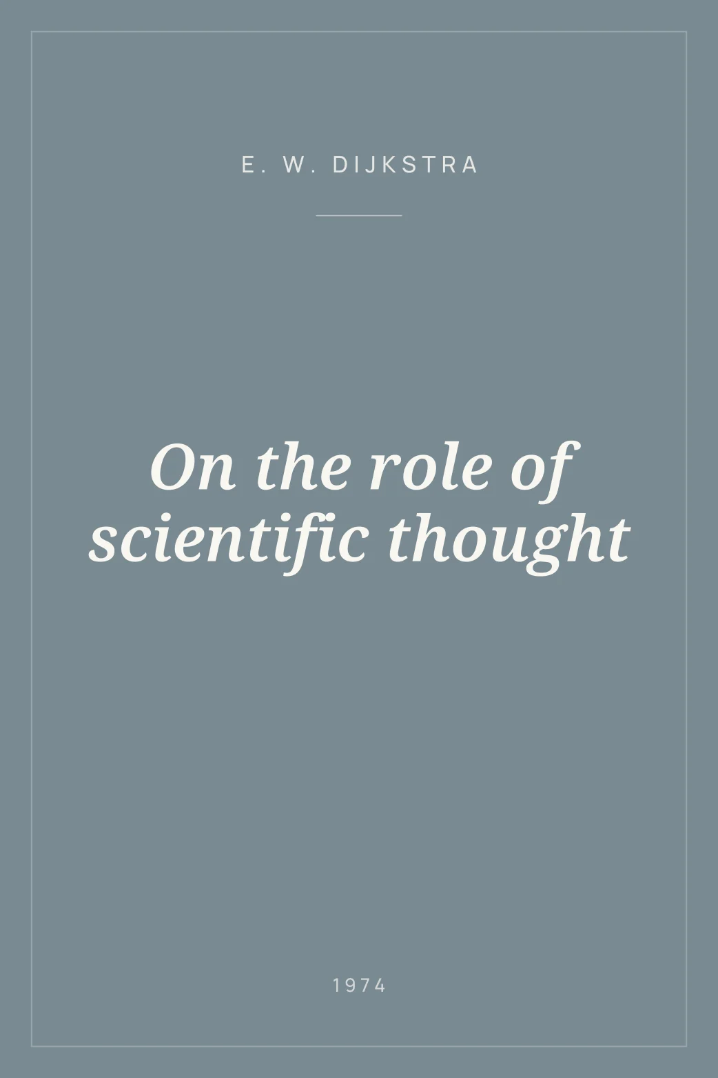 Portada de On the role of scientific thought
