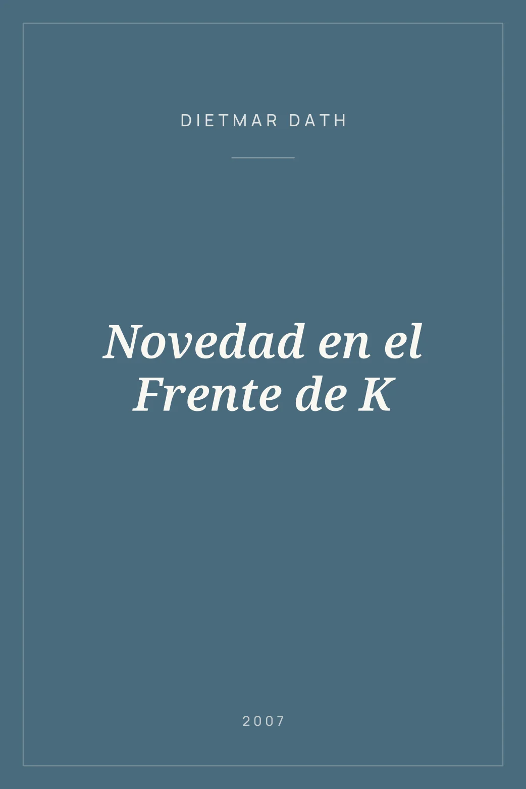 Portada de Novedad en el Frente de K
