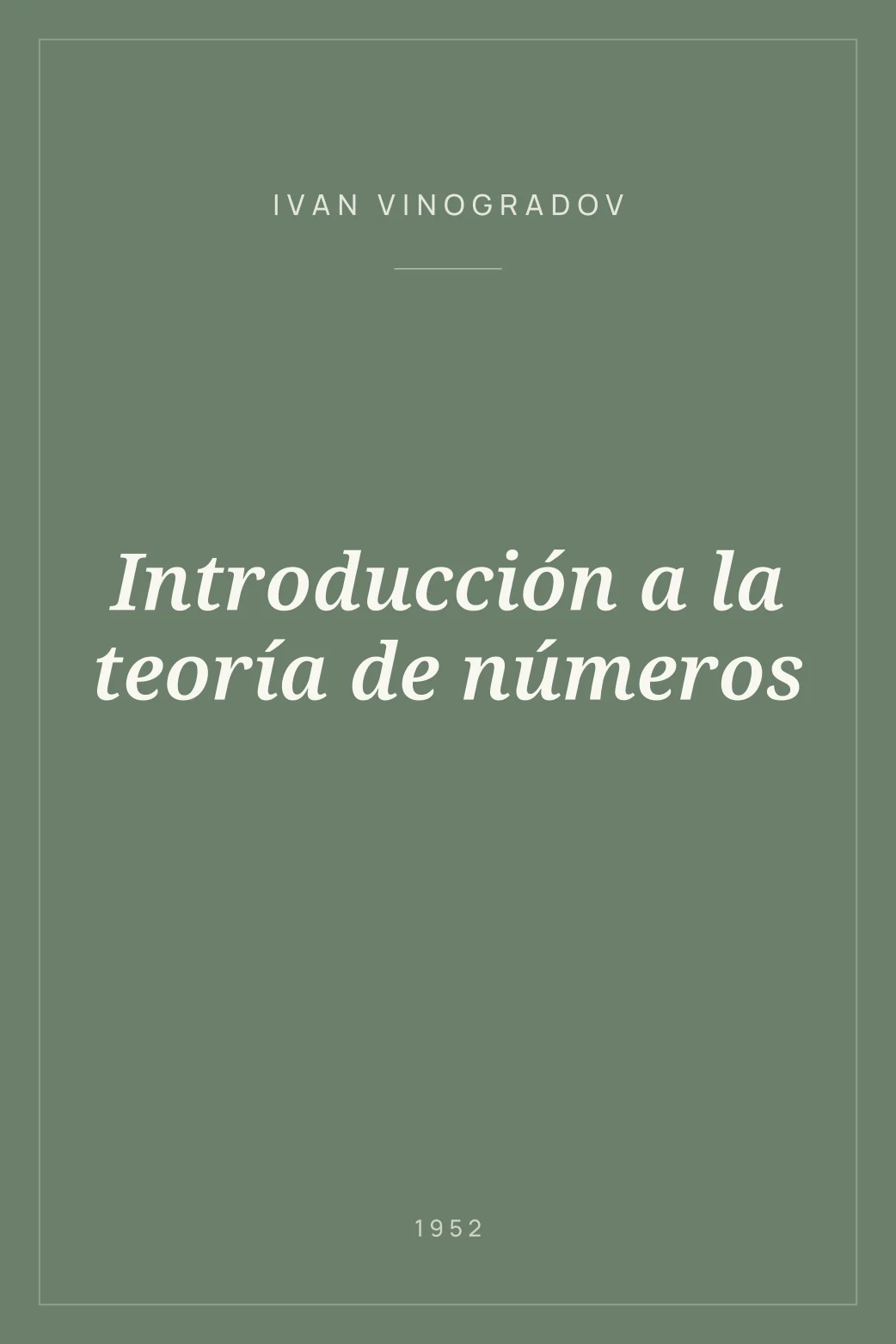 Portada de Introducción a la teoría de números
