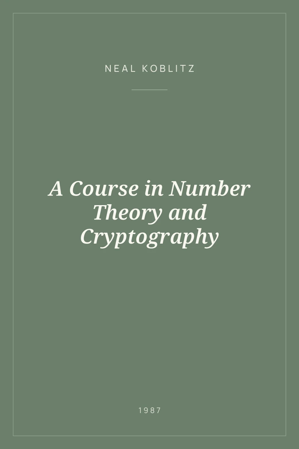 Portada de A Course in Number Theory and Cryptography