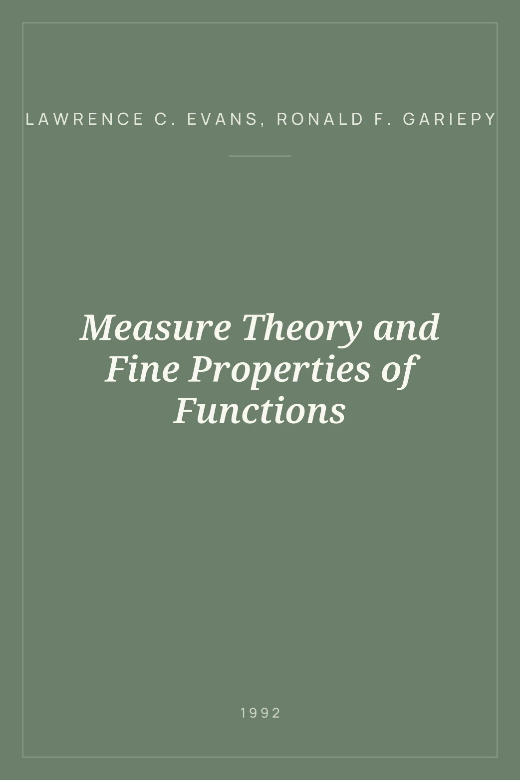 Portada de Measure Theory and Fine Properties of Functions