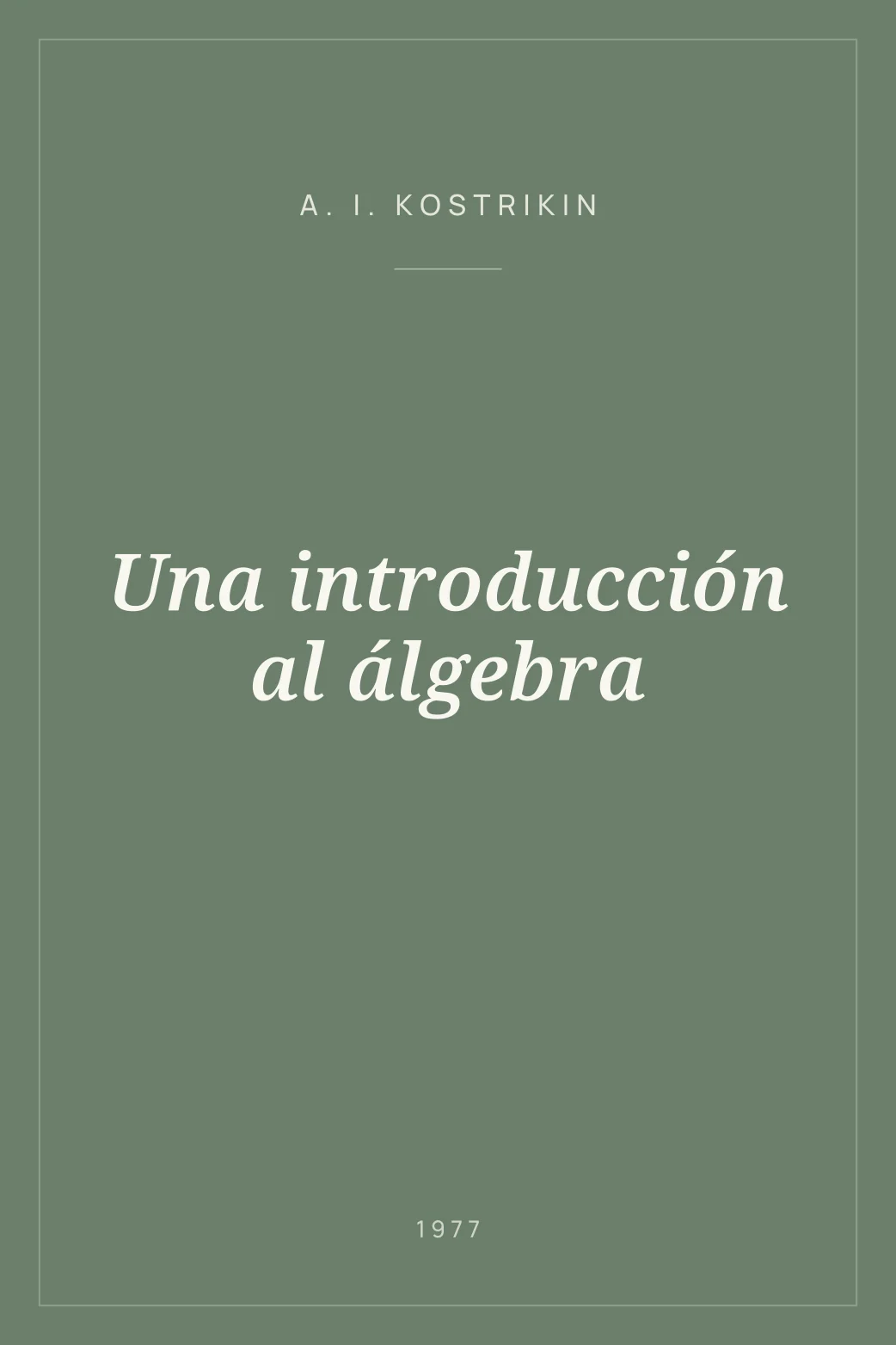 Portada de Una introducción al álgebra