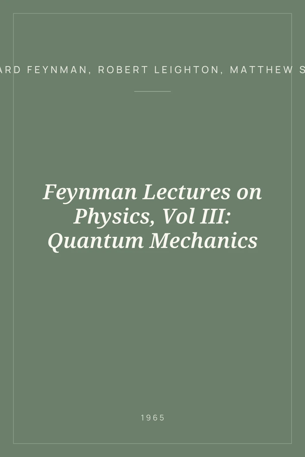 Portada de Feynman Lectures on Physics, Vol III: Quantum Mechanics