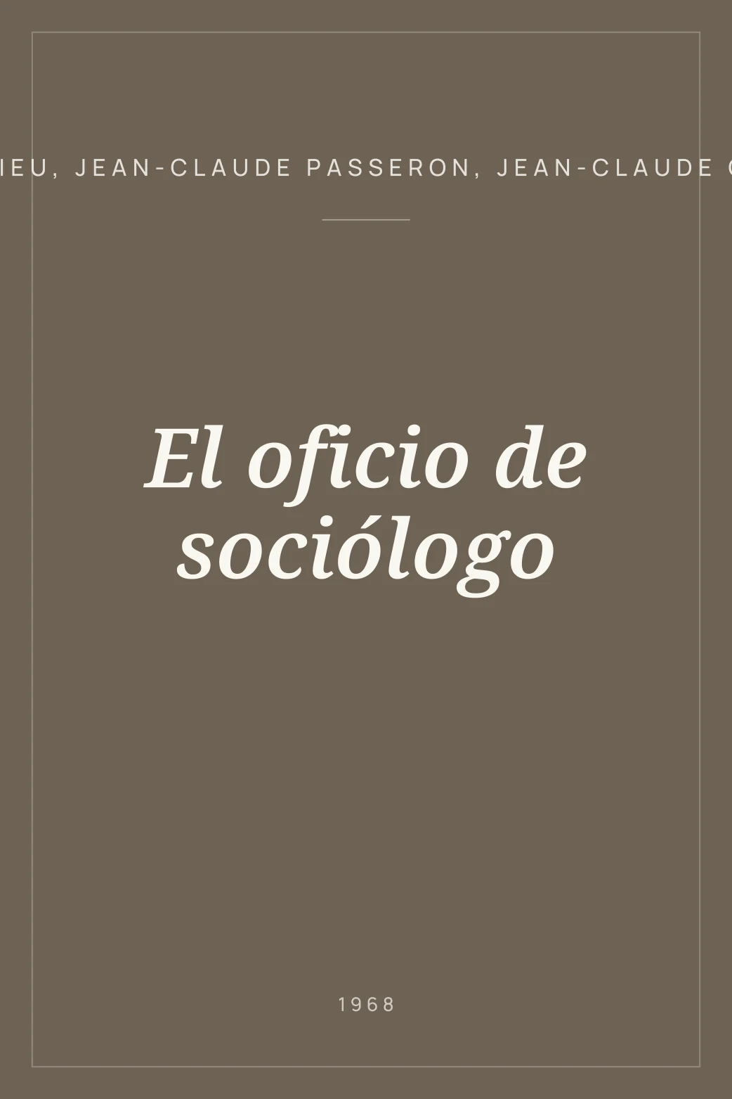 Portada de El oficio de sociólogo