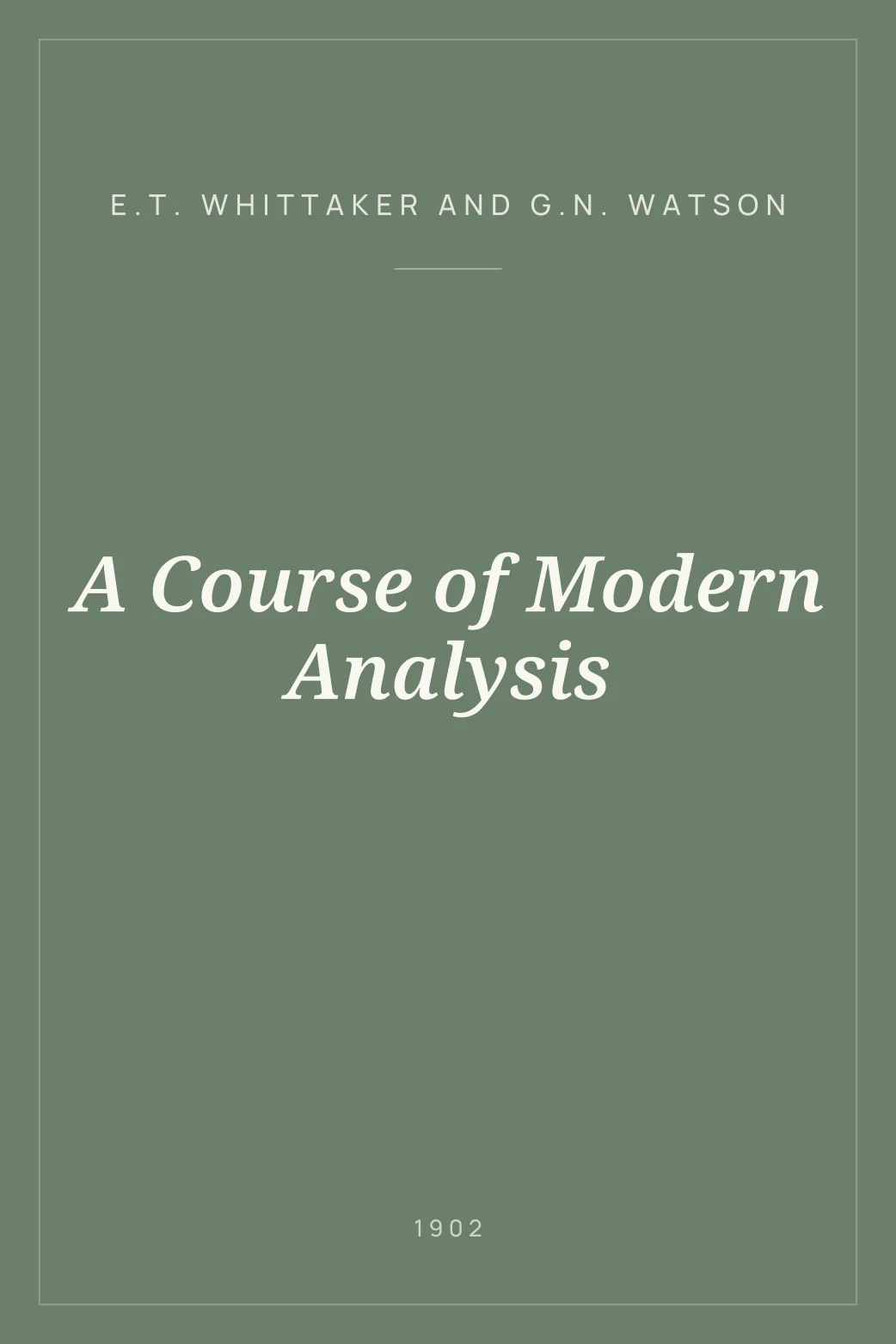 Portada de A Course of Modern Analysis