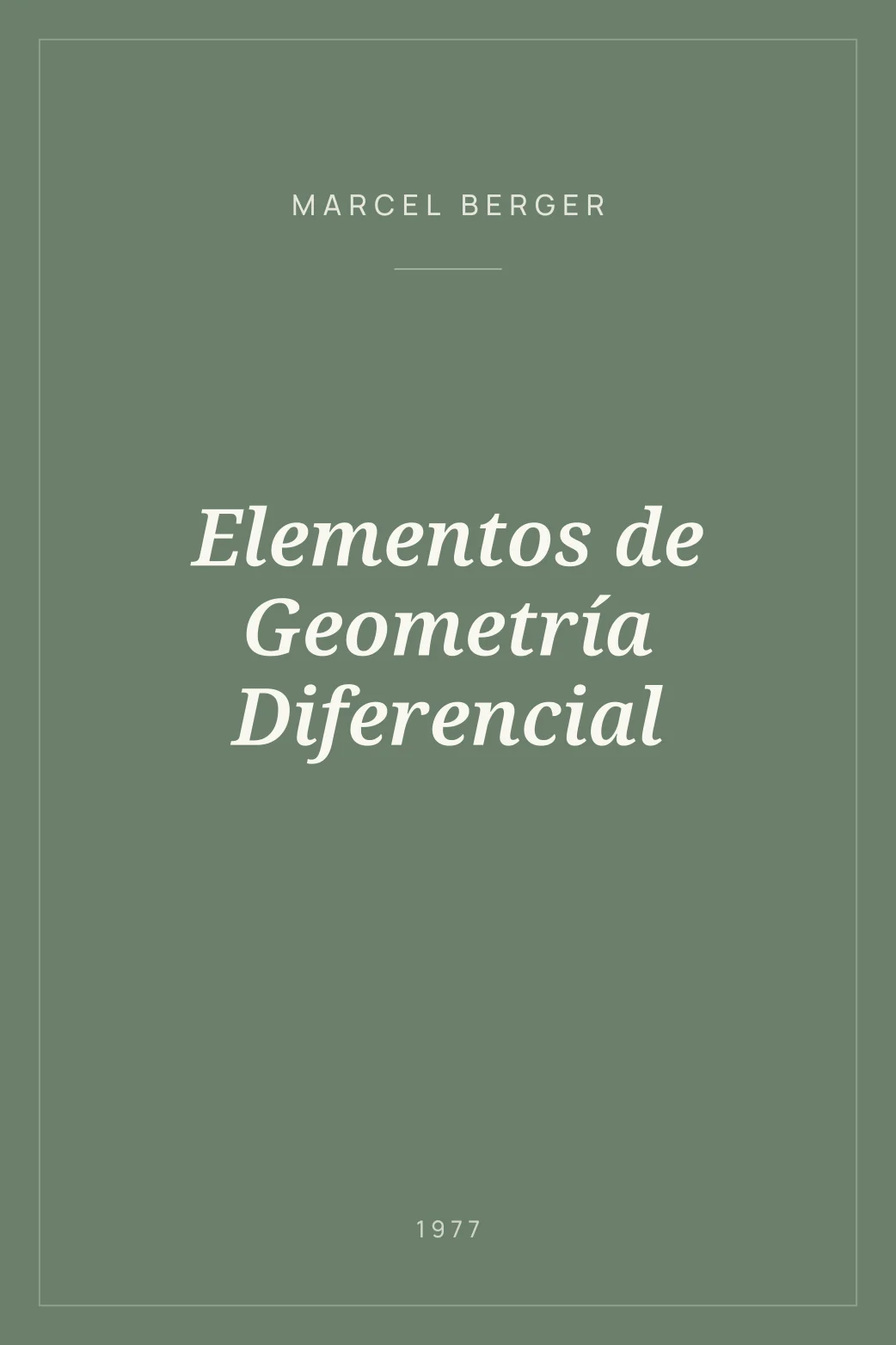Portada de Elementos de Geometría Diferencial